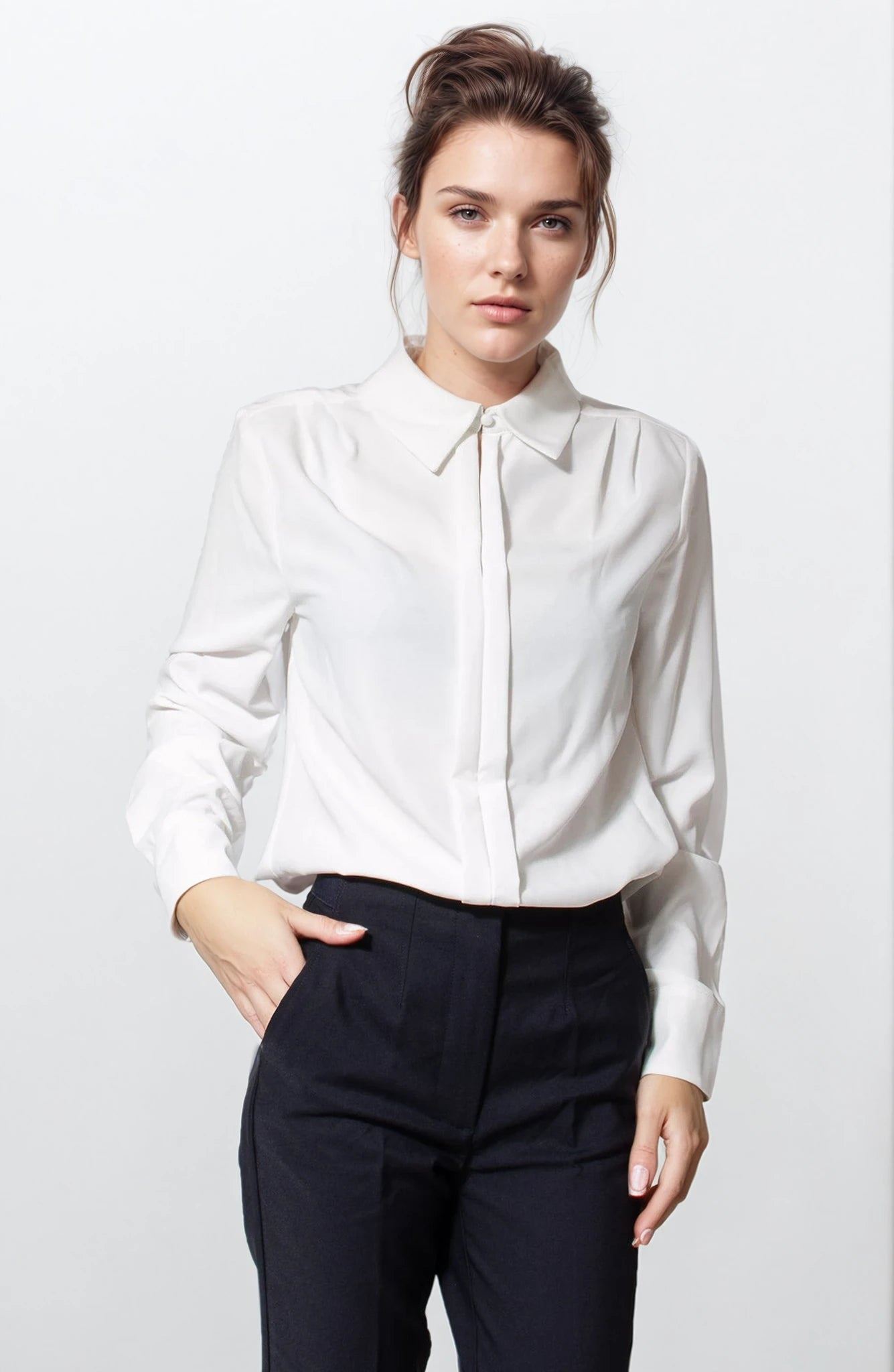 Paul Costelloe Silky Formal Blouse Long Sleeve - Picture 10 of 11