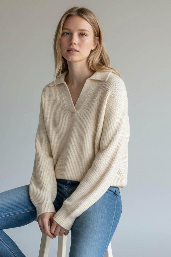 Jersey acanalado con cuello M&S con aberturas laterales - Imagen 3 de 7