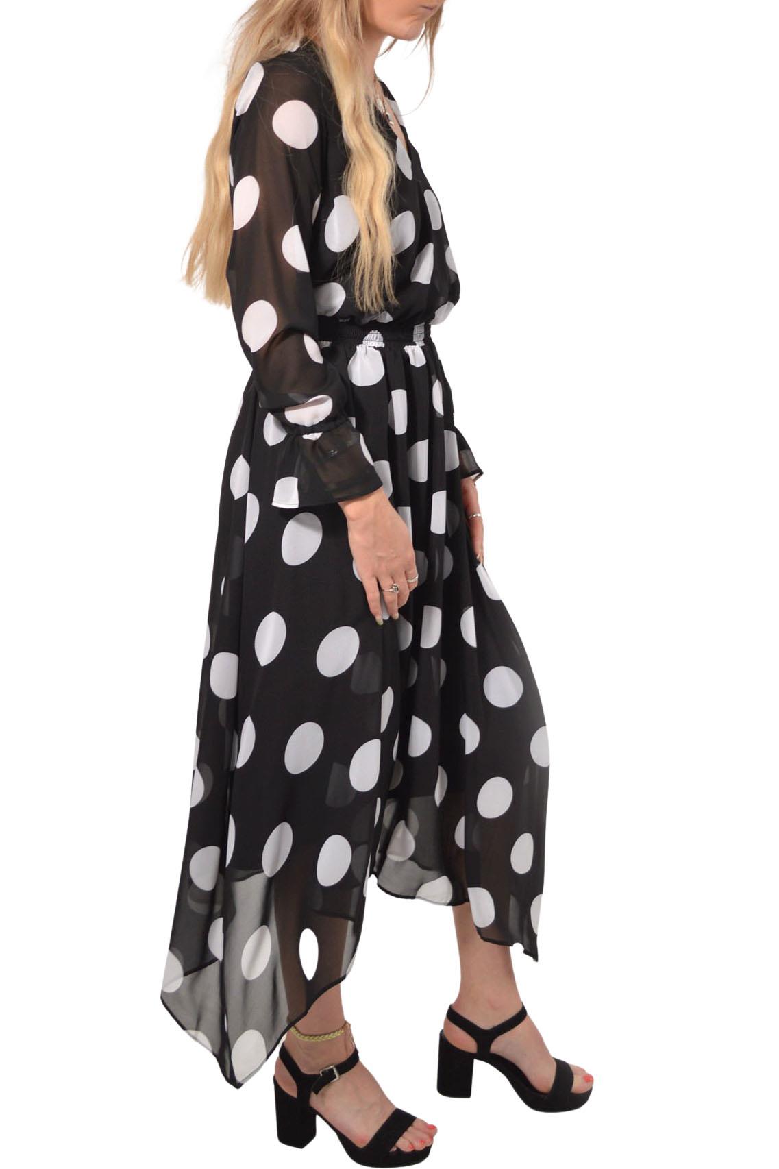 Roman Originals Black Polka Dot Dress Chiffon Lined V Neck Long Sleeve - Picture 4 of 6