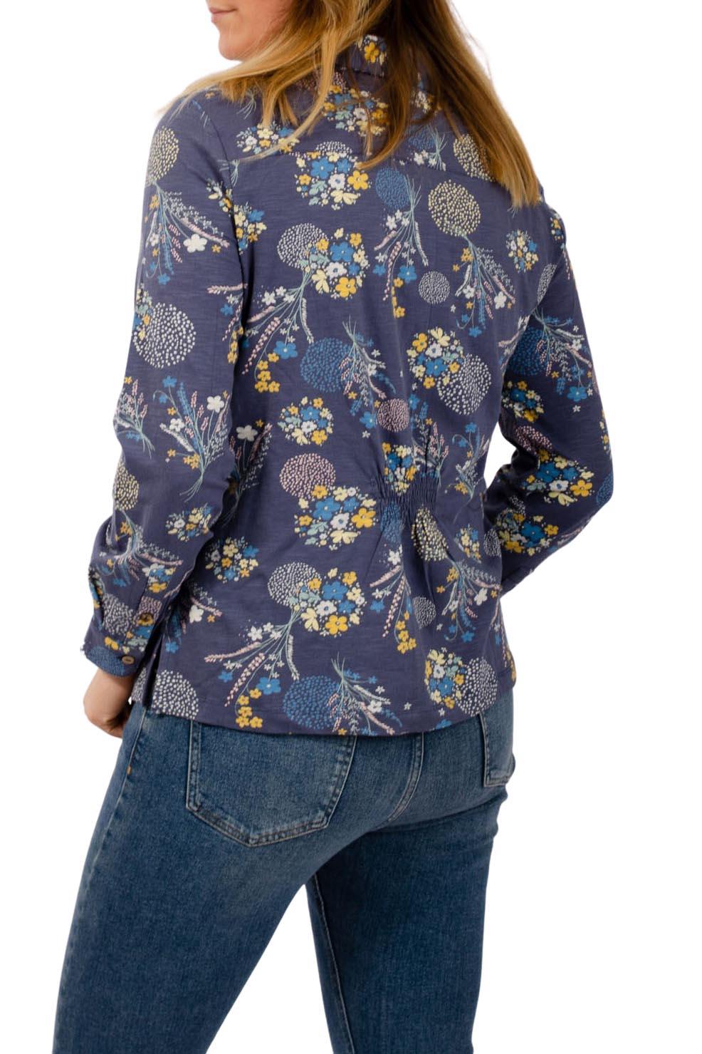 Mistral Womens Jersey Shirt Owl or Floral Print Button Front Long