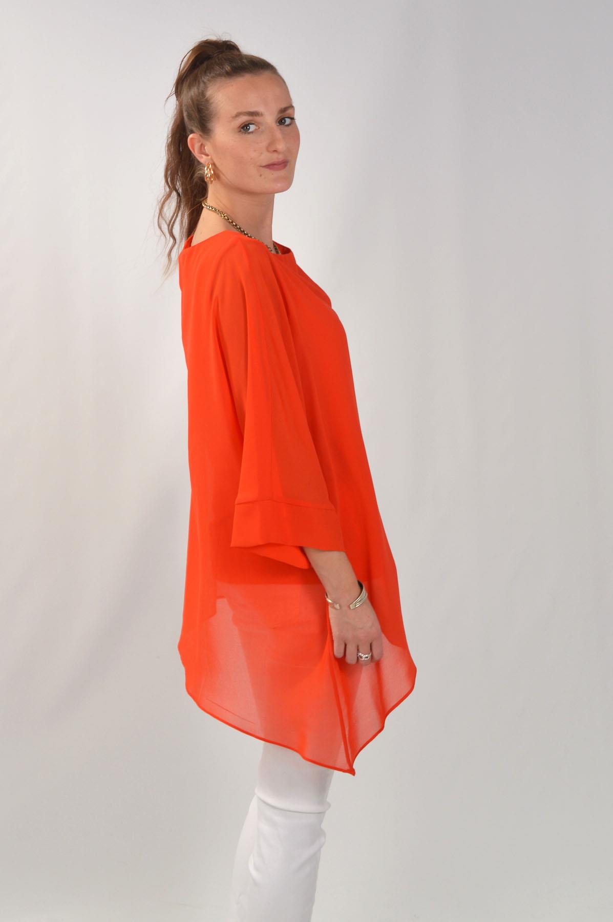 Asymmetric Hem Boat Neck Overlay Top 