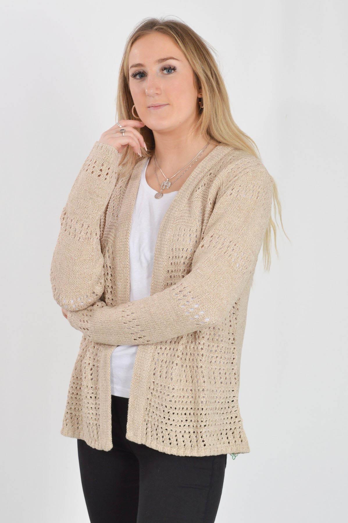 ISLE Open Front Cardigan Pointelle Crochet Knit from Edinburgh Woollen  Mills | eBay