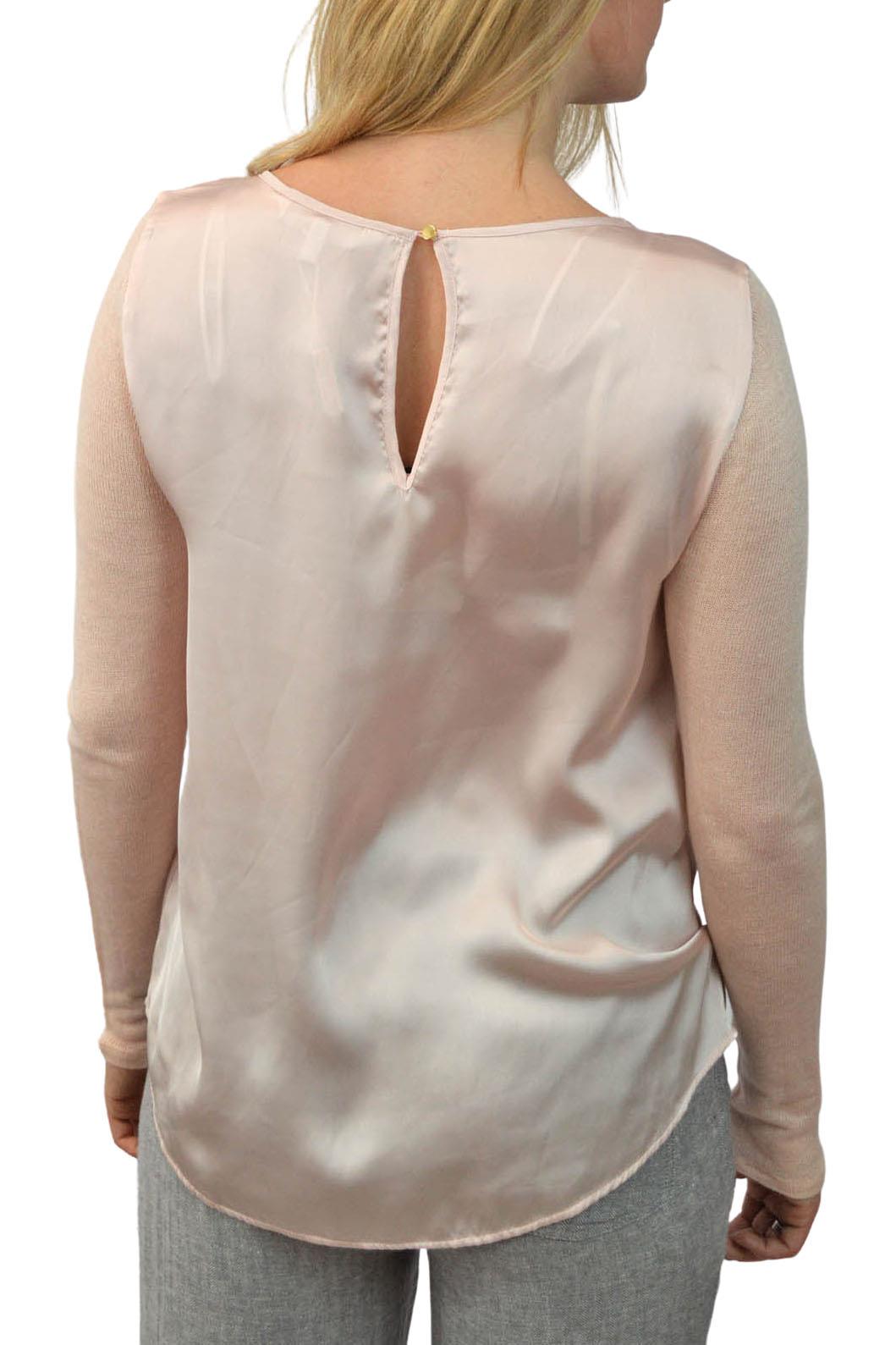 Satin Blouse Fine Knit Stretch Fit Sleeve Black or Peach Pink from C&A - Picture 14 of 15