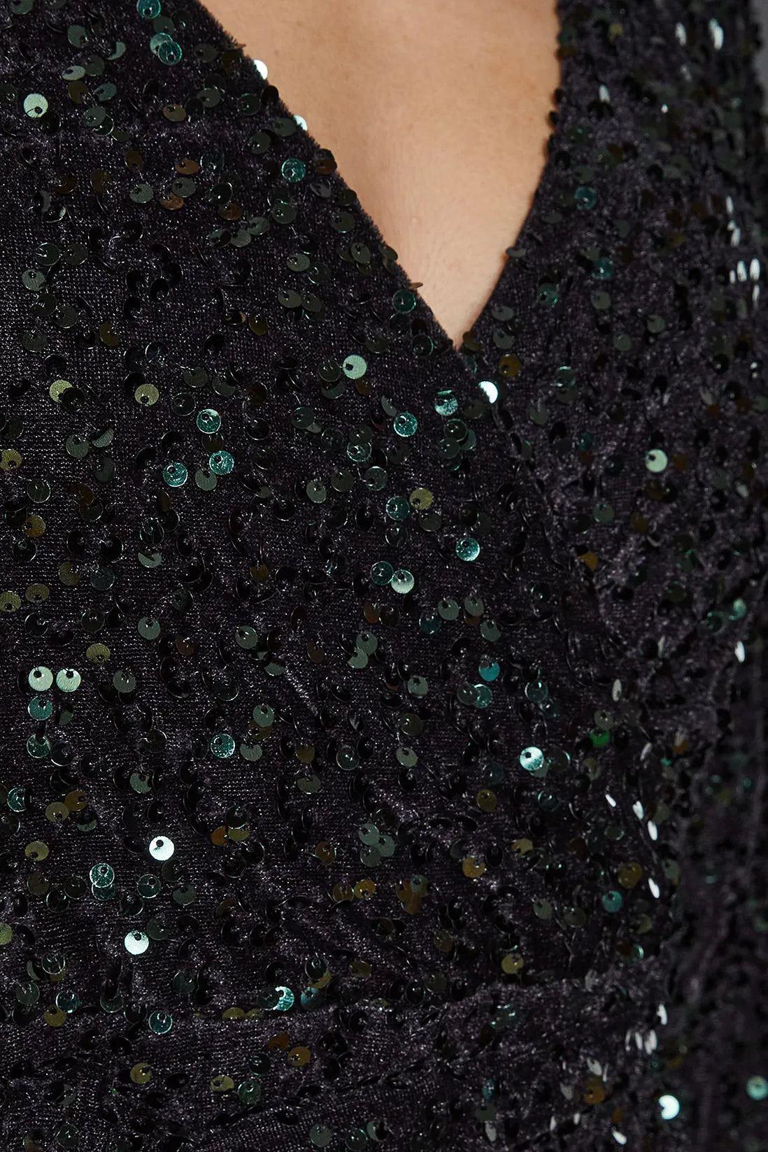 Dorothy Perkins Velvet Sequin Wrap Midi Dress Party Dress - Picture 15 of 15