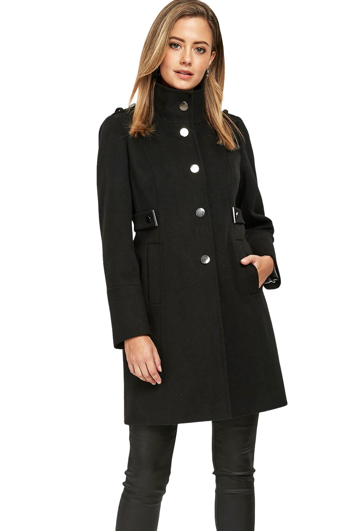 Ex Wallis Ladies Funnel Neck Single Breasted Coat Lined Size 818 in