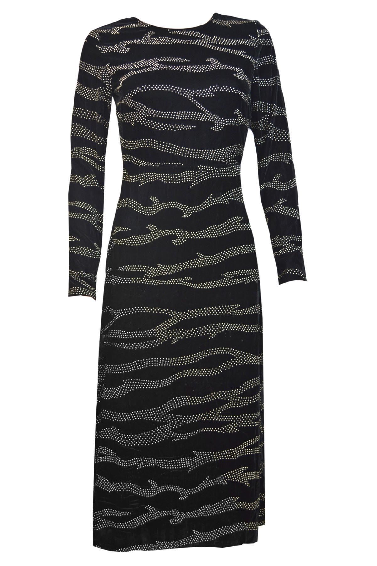 black velvet midi dress long sleeve