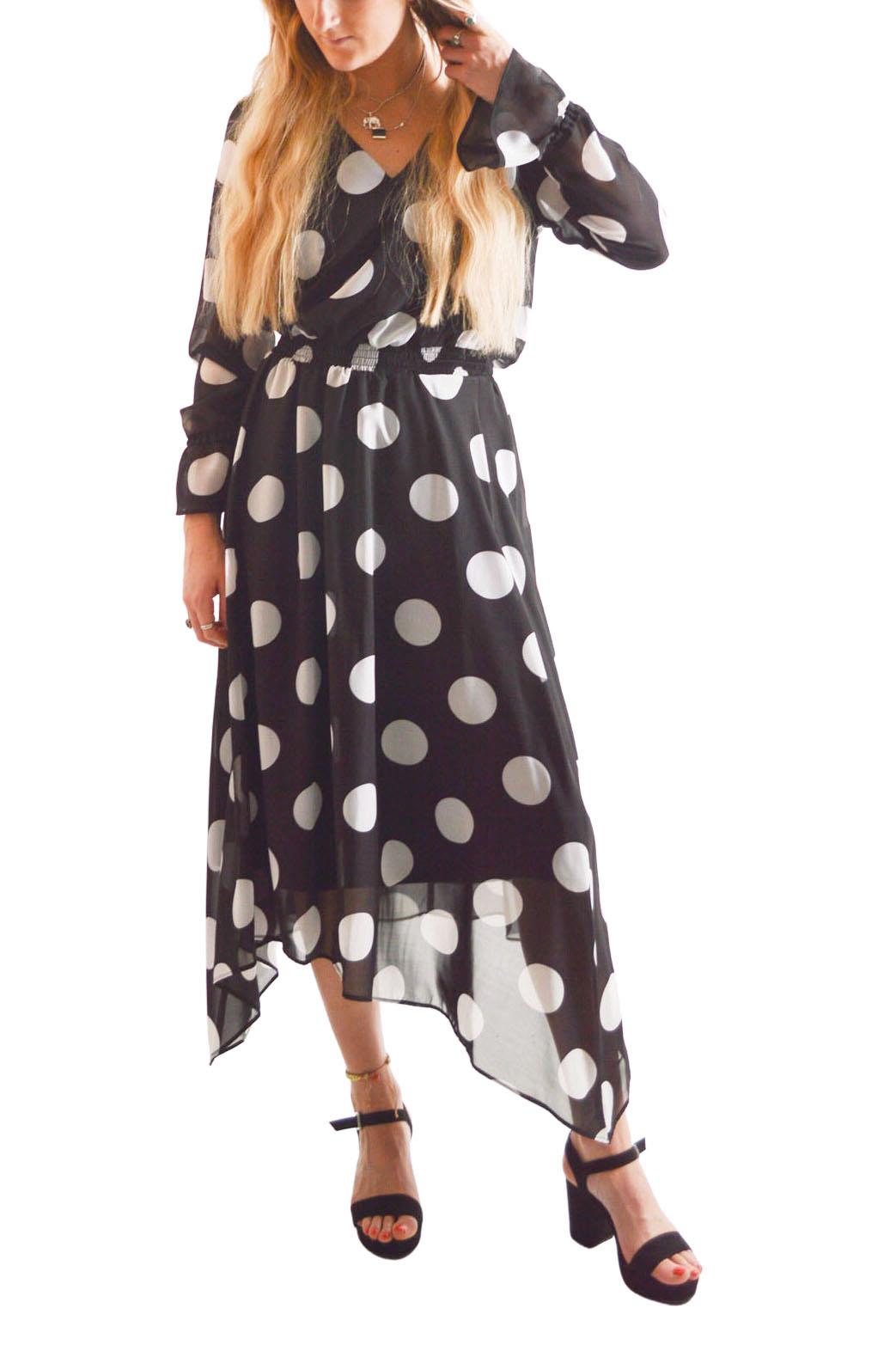 Roman Originals Black Polka Dot Dress Chiffon Lined V Neck Long Sleeve - Picture 5 of 6
