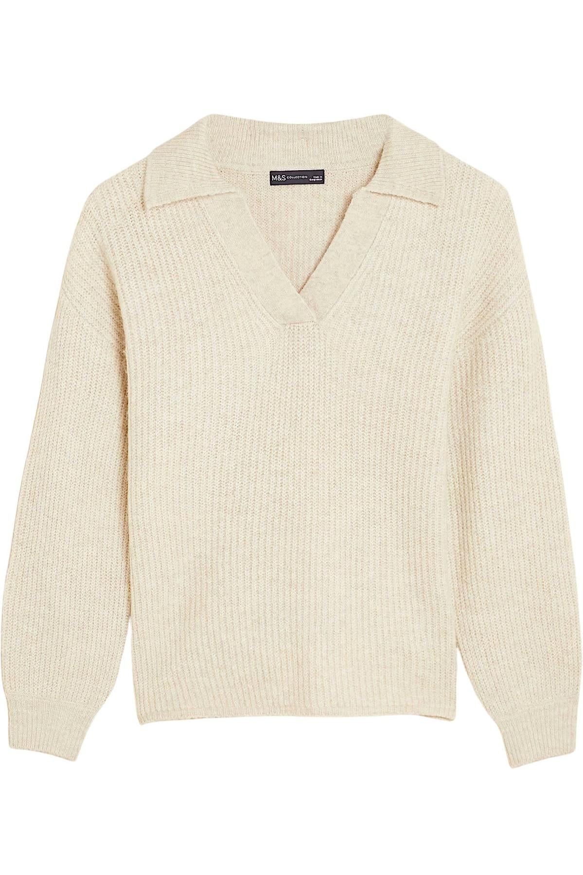 Jersey acanalado con cuello M&S con aberturas laterales - Imagen 2 de 7