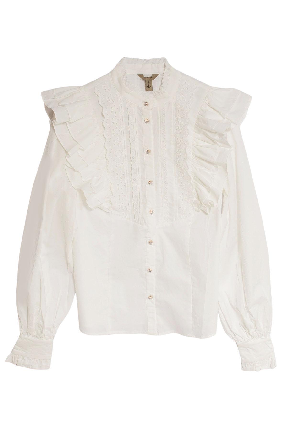 River Island Ruffle Broderie Puff Sleeve Blouse - Picture 13 of 14