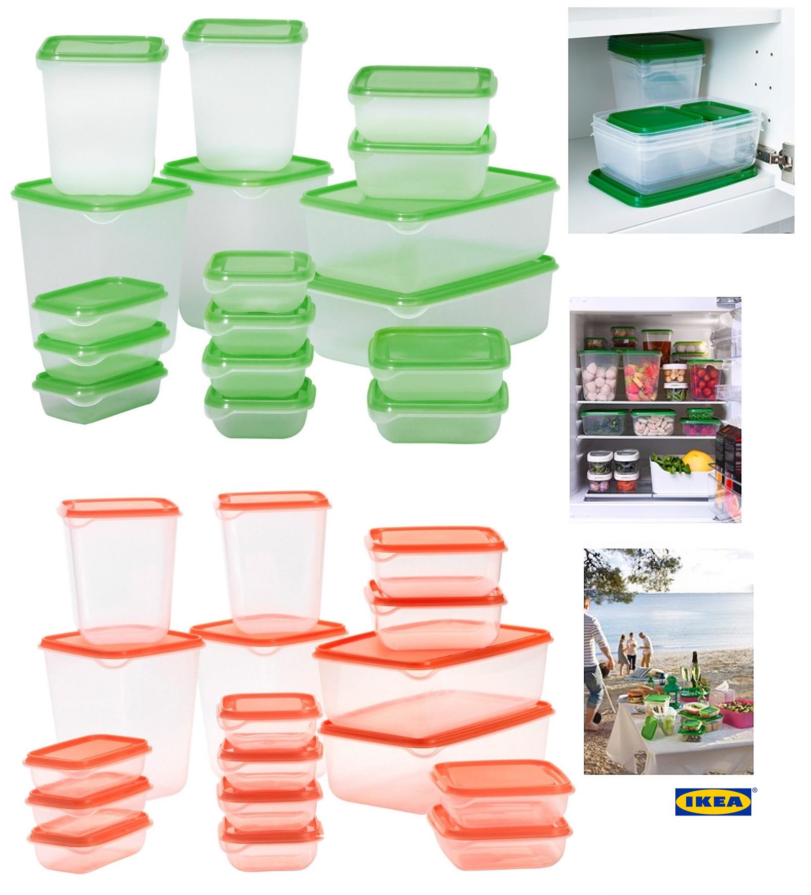 IKEA PRUTA Set 17 Pcs High Quality Plastic Transparent Food Storage