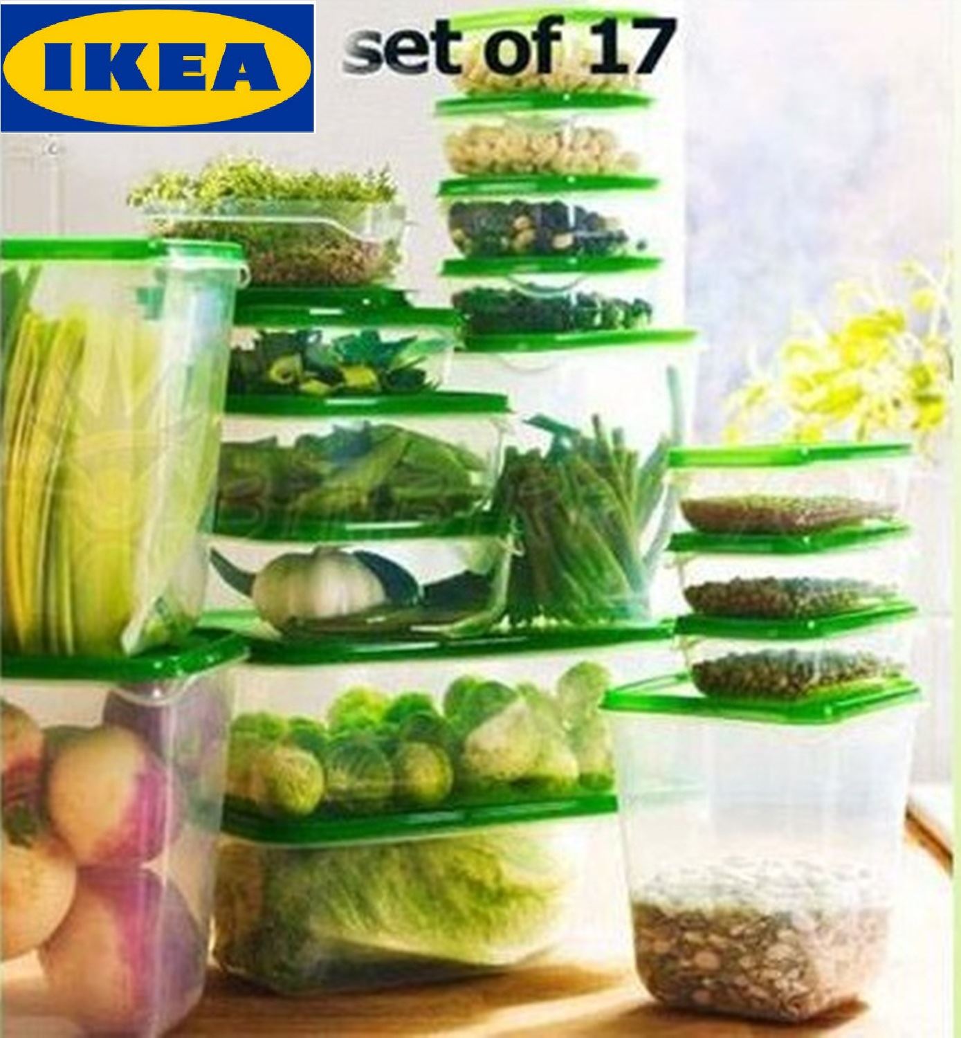 IKEA PRUTA Set 17 Pcs High Quality Plastic Transparent Food Storage