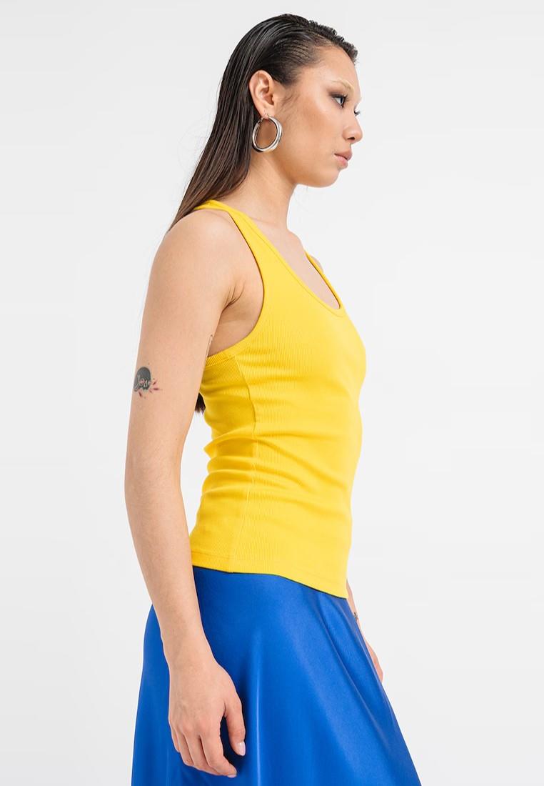 EX M&S ärmelloses geripptes Damenoberteil mit U-Ausschnitt und hohem Baumwollanteil Slim Fit Trägertop - Bild 19 von 39