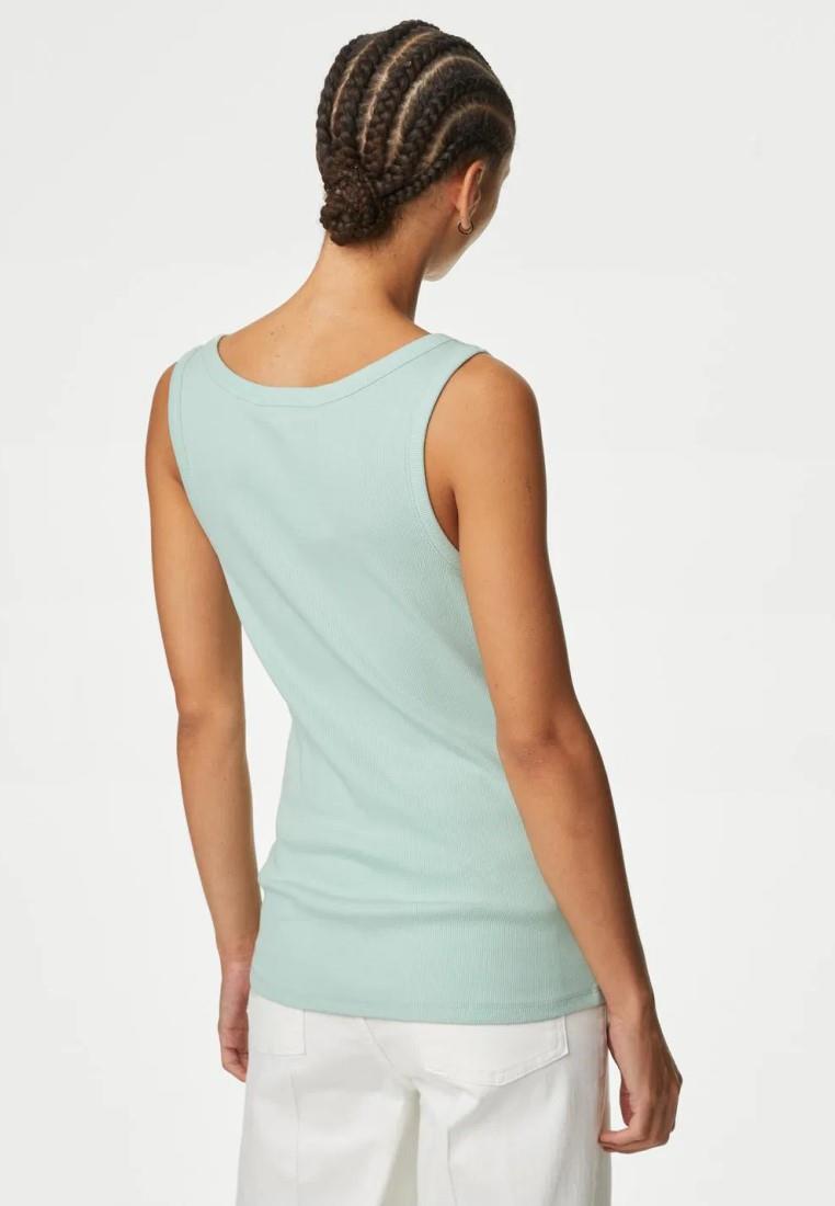 EX M&S ärmelloses geripptes Damenoberteil mit U-Ausschnitt und hohem Baumwollanteil Slim Fit Trägertop - Bild 33 von 39