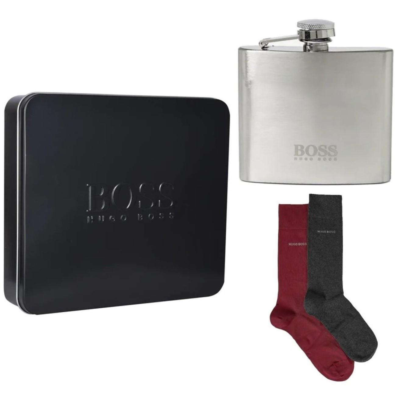 Hugo Boss Hip Flask Mens Socks Gift Set Note Book Ideal for Christmas