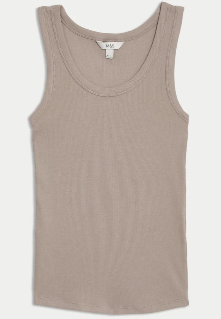 EX M&S ärmelloses geripptes Damenoberteil mit U-Ausschnitt und hohem Baumwollanteil Slim Fit Trägertop - Bild 24 von 39