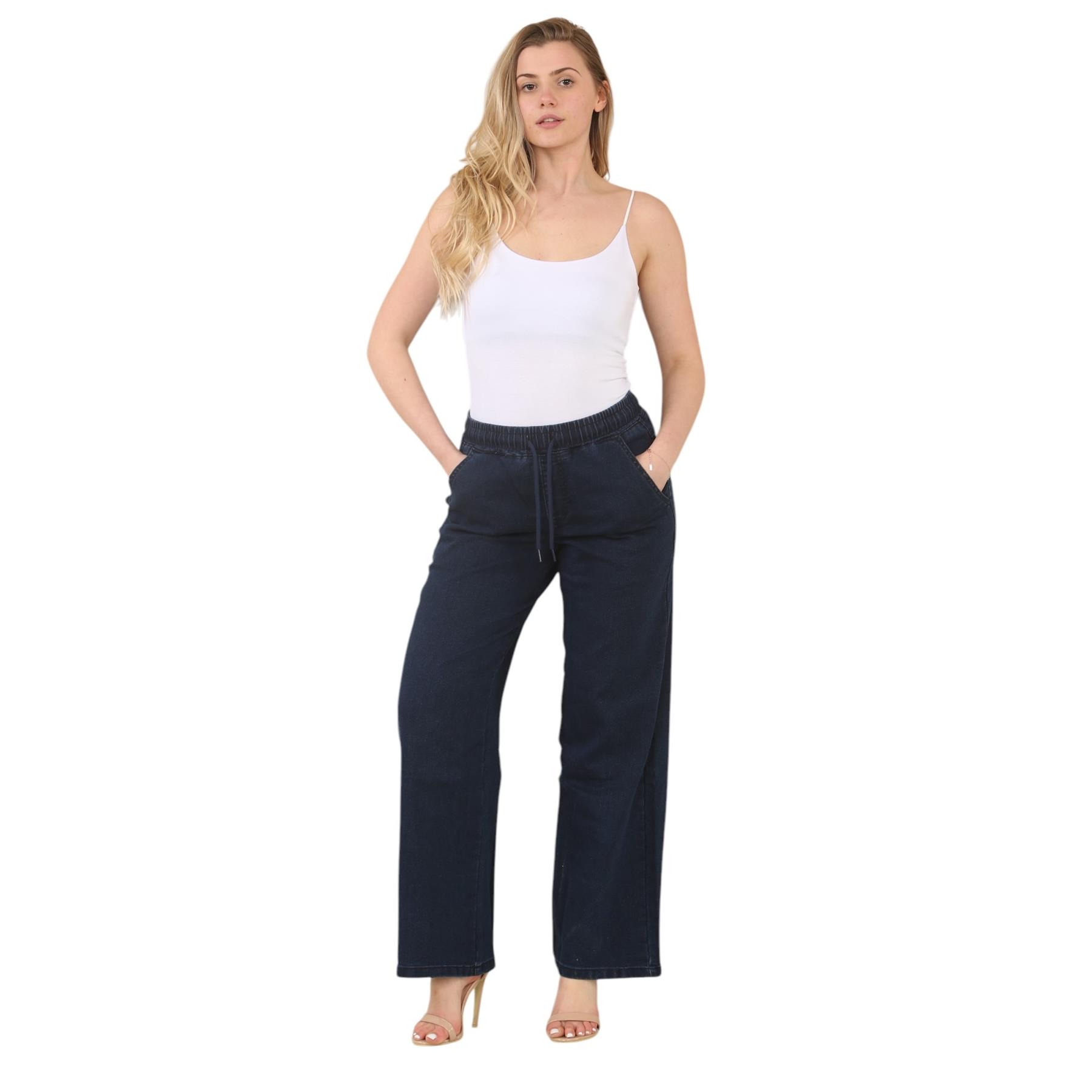 Jeans donna MYT gamba larga elasticizzato vita alta gamba dritta donna denim pantaloni - Foto 21 di 22