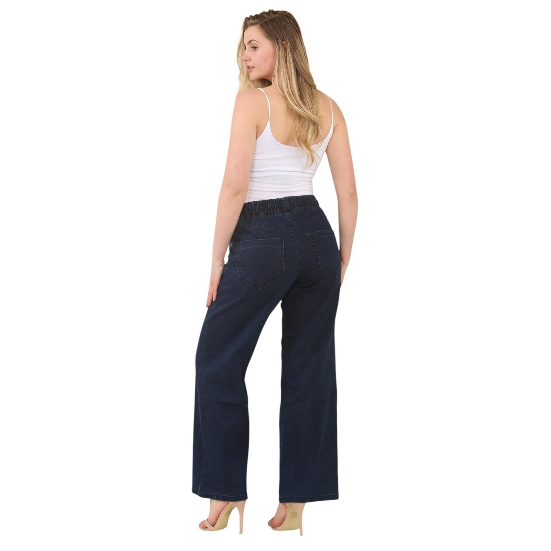Jeans donna MYT gamba larga elasticizzato vita alta gamba dritta donna denim pantaloni - Foto 22 di 22