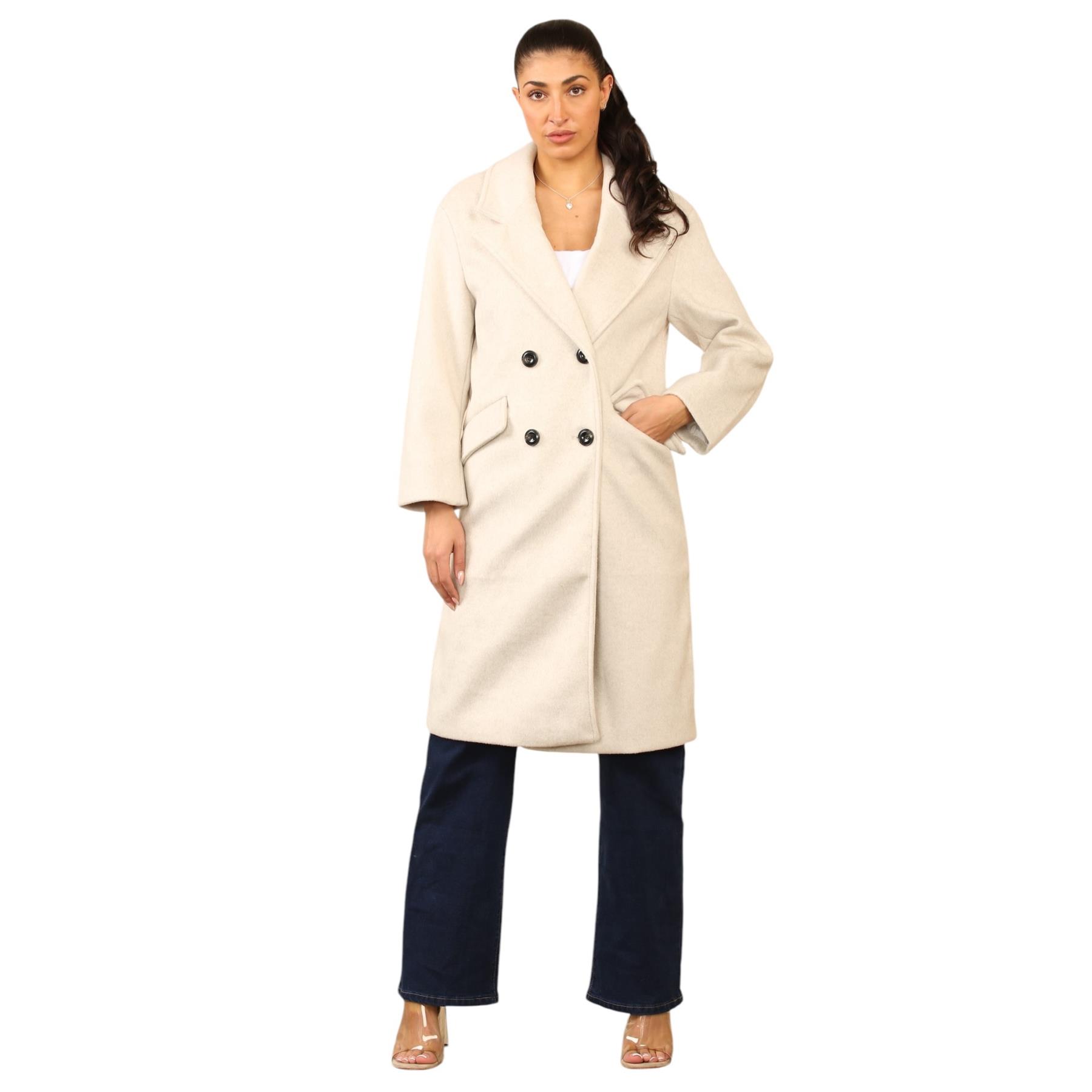 EX Bershka Womens Collared Double Breasted Over Coat Winter Warm Jacket - Picture 11 of 12
