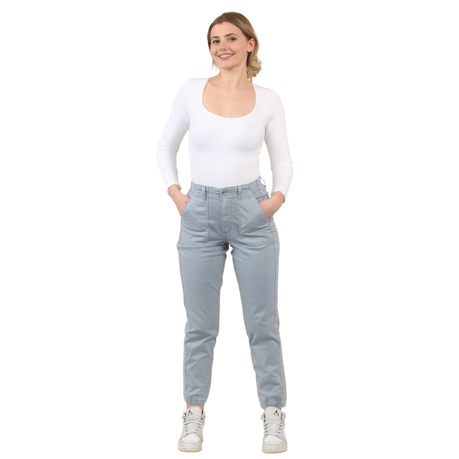 EX M&S Womens Cotton Blend Slim Fit Ankle Grazer Joggers Chino Trousers Pants - Picture 33 of 45