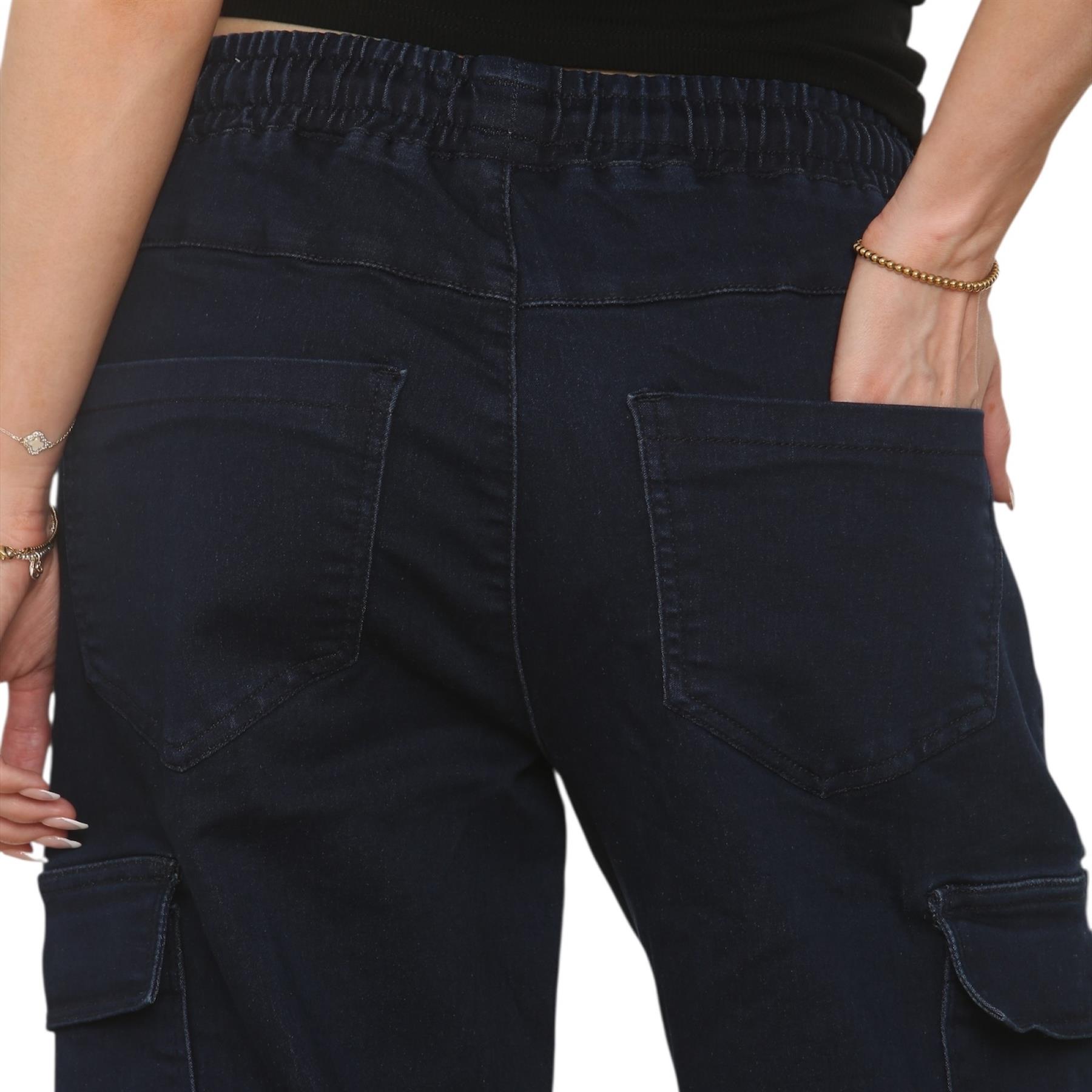 MYT Damen Wide Leg Cargo Pocket Jeans Elasticated High Waist Damen Denim Hose - Bild 28 von 30