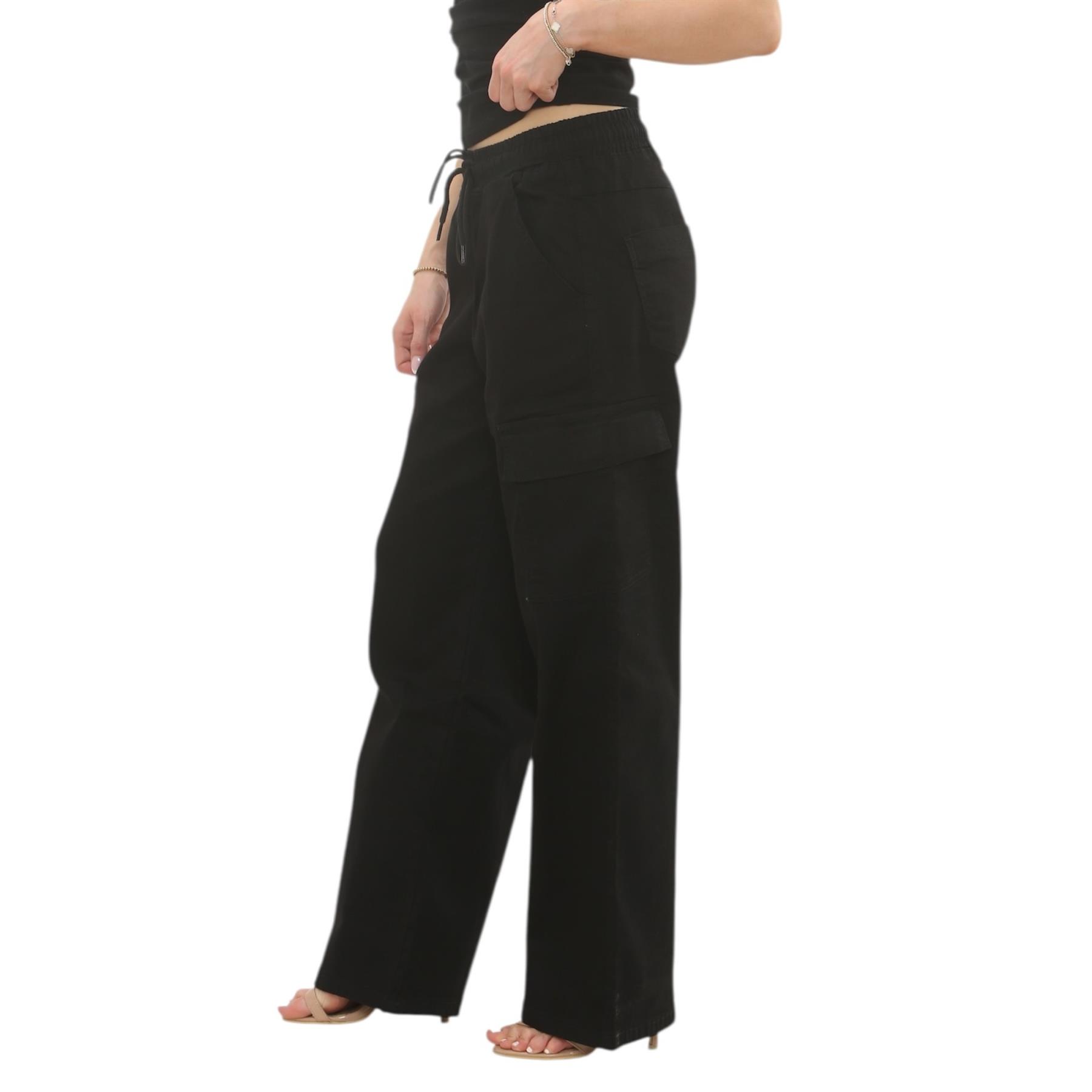 MYT Damen Wide Leg Cargo Pocket Jeans Elasticated High Waist Damen Denim Hose - Bild 5 von 30