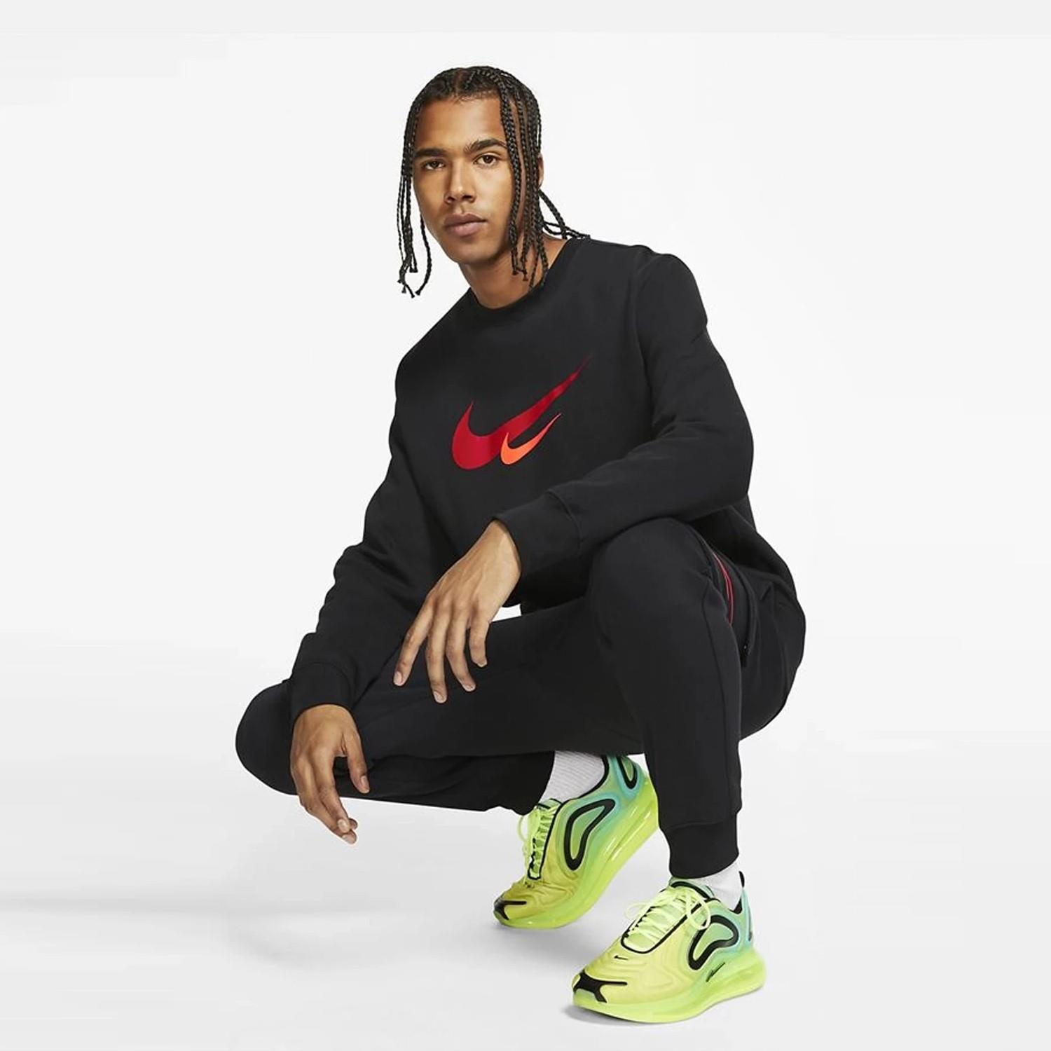 Nike Mens Sportswear Printed Two Swoosh Tracksuit Crew Sweatshirt