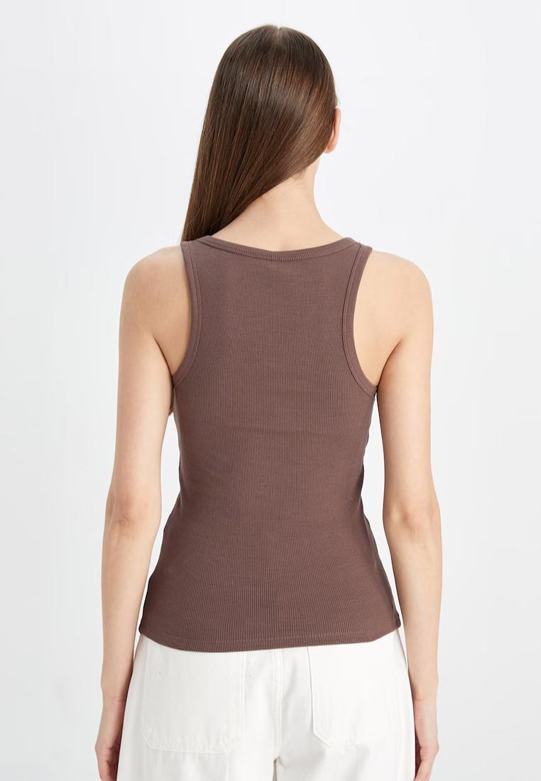 EX M&S ärmelloses geripptes Damenoberteil mit U-Ausschnitt und hohem Baumwollanteil Slim Fit Trägertop - Bild 26 von 39