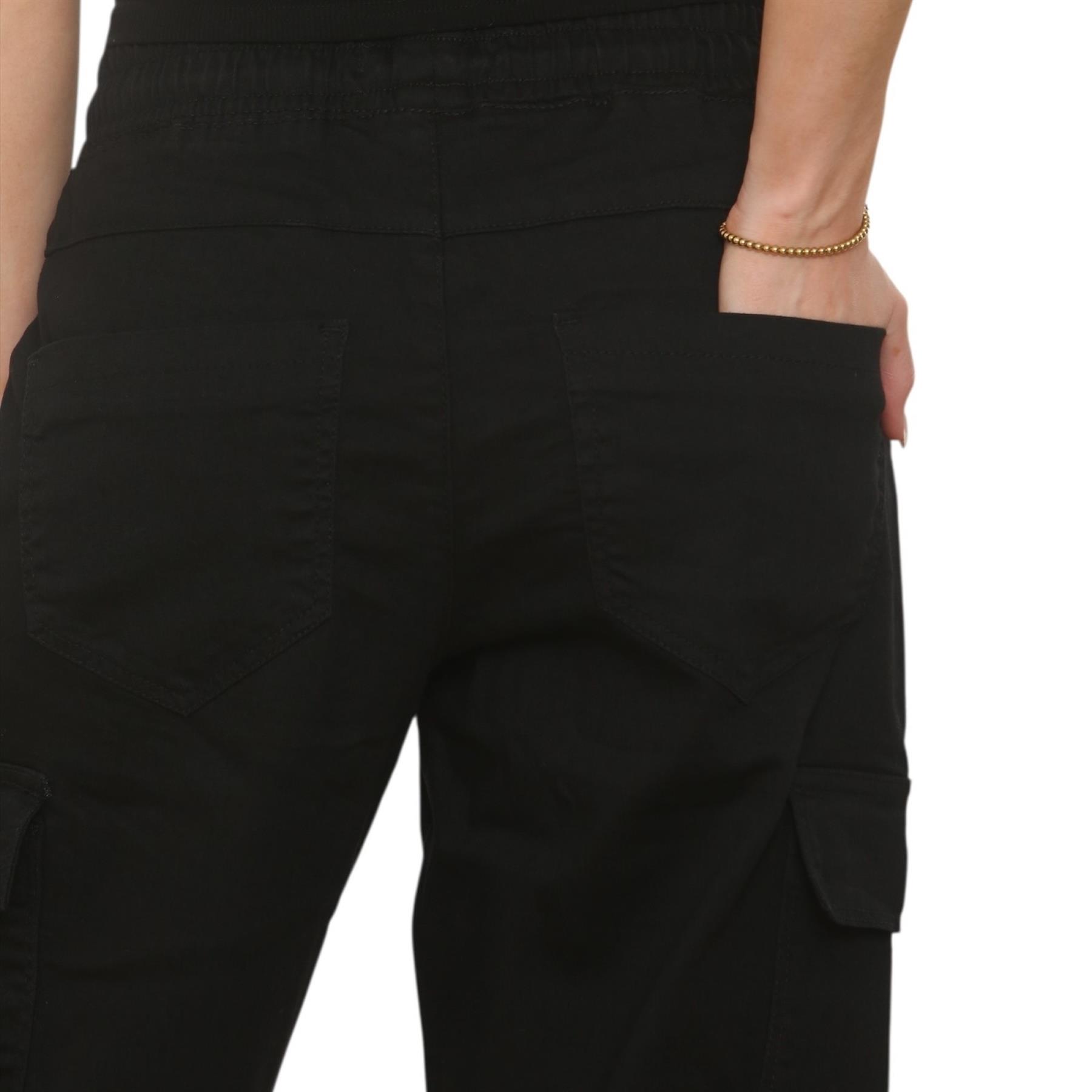 MYT Damen Wide Leg Cargo Pocket Jeans Elasticated High Waist Damen Denim Hose - Bild 9 von 30