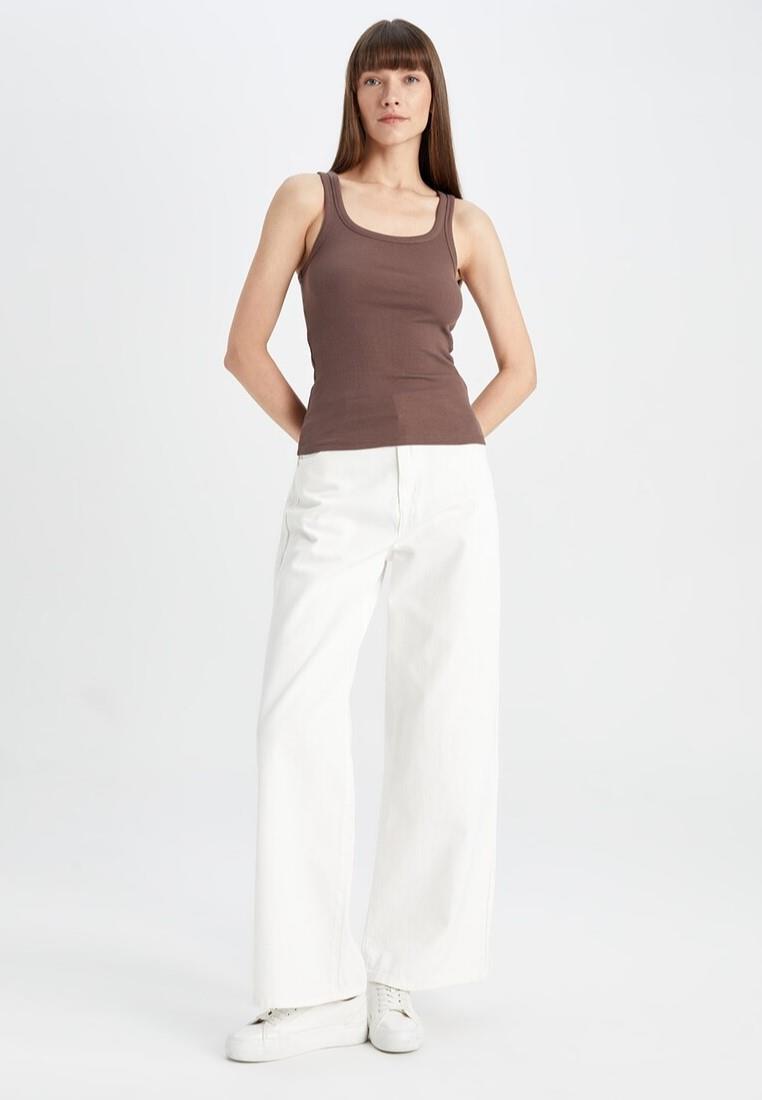 EX M&S ärmelloses geripptes Damenoberteil mit U-Ausschnitt und hohem Baumwollanteil Slim Fit Trägertop - Bild 28 von 39