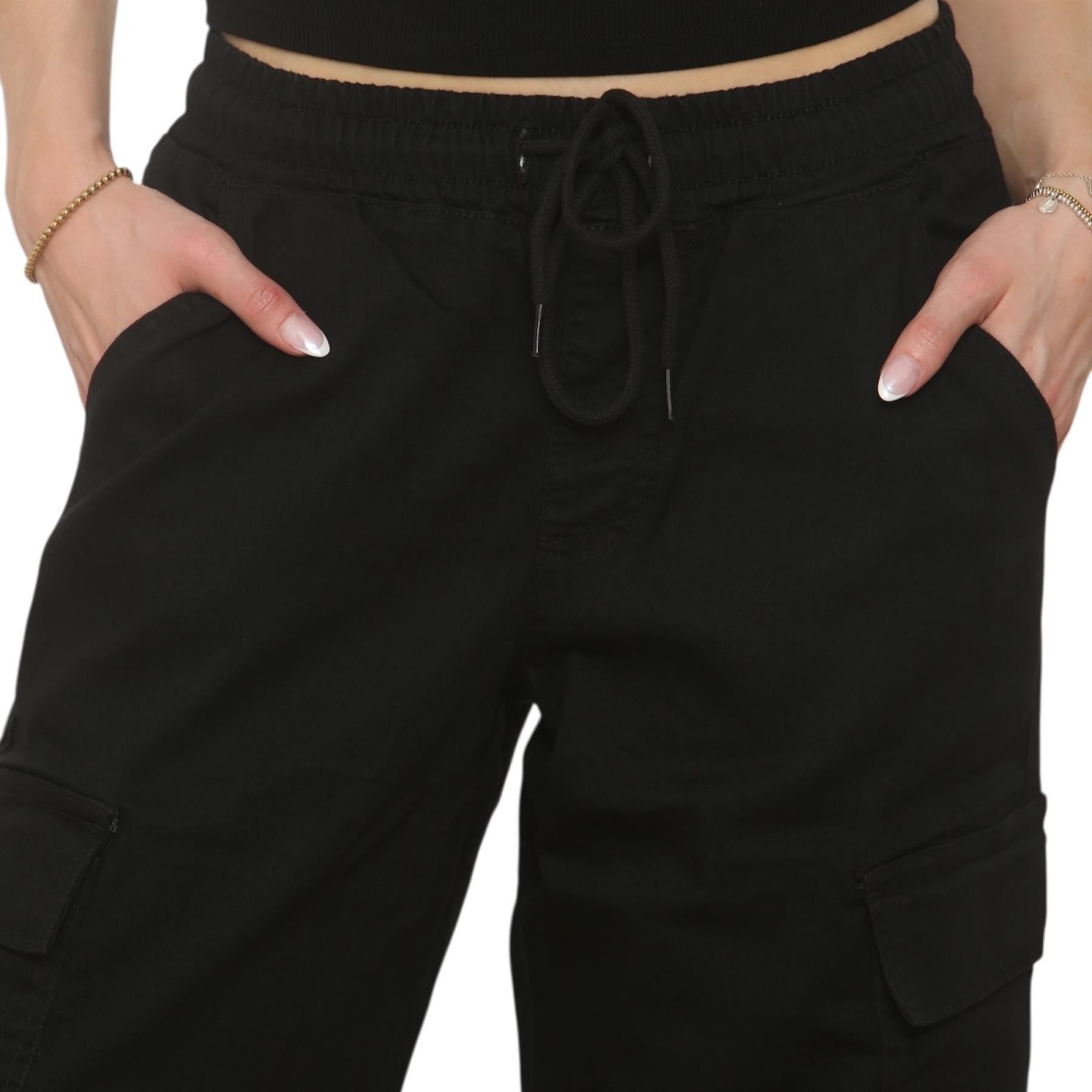 MYT Damen Wide Leg Cargo Pocket Jeans Elasticated High Waist Damen Denim Hose - Bild 6 von 30