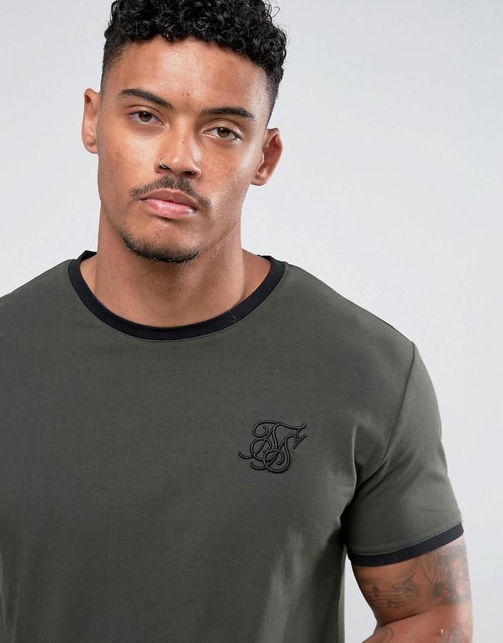 Sik Silk Mens T Shirt Muscle Fit Crew Neck Short Sleeve Cotton Ringer Gym Tee eBay