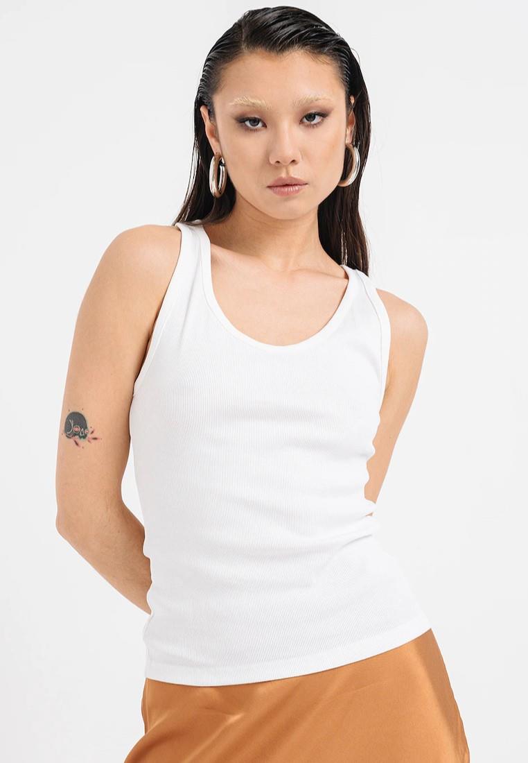 EX M&S ärmelloses geripptes Damenoberteil mit U-Ausschnitt und hohem Baumwollanteil Slim Fit Trägertop - Bild 15 von 39