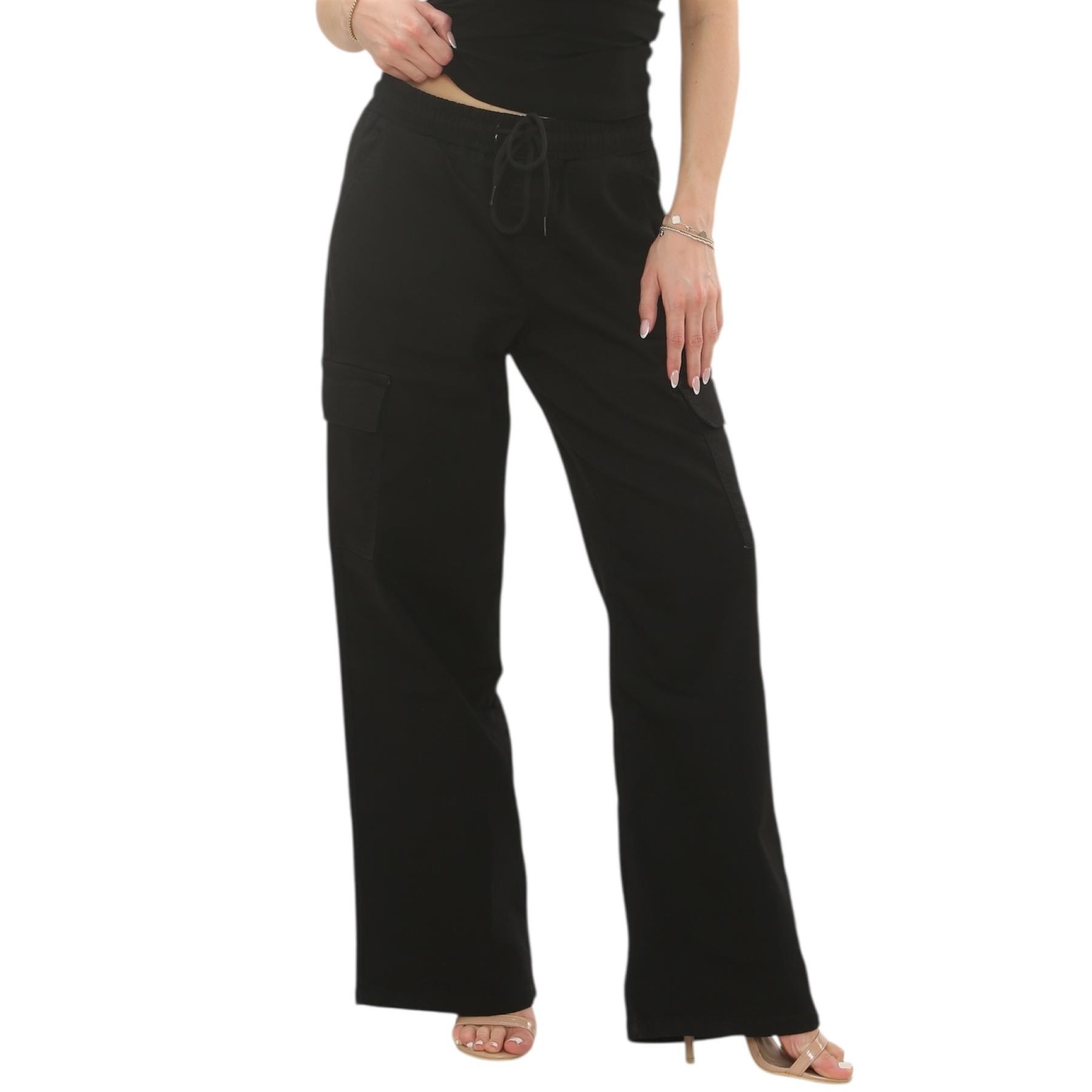 MYT Damen Wide Leg Cargo Pocket Jeans Elasticated High Waist Damen Denim Hose - Bild 2 von 30