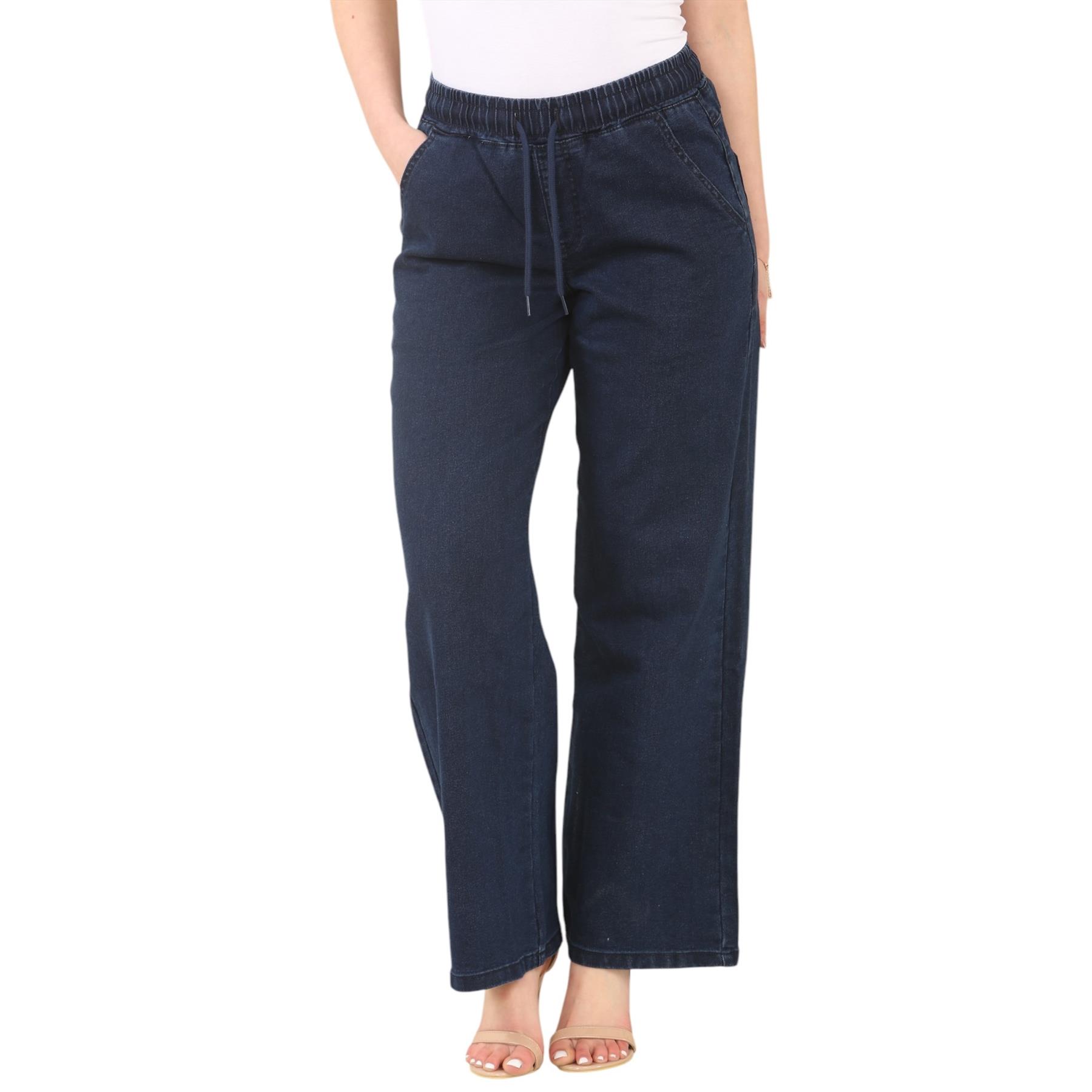 Jeans donna MYT gamba larga elasticizzato vita alta gamba dritta donna denim pantaloni - Foto 16 di 22