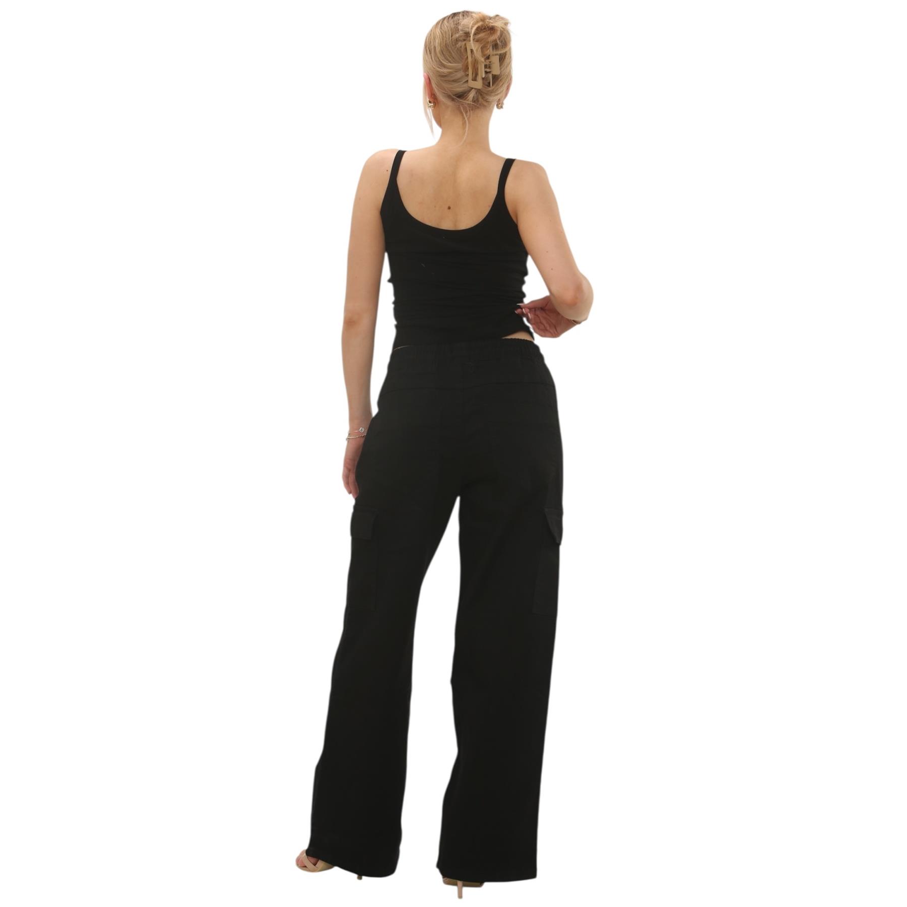 MYT Damen Wide Leg Cargo Pocket Jeans Elasticated High Waist Damen Denim Hose - Bild 12 von 30