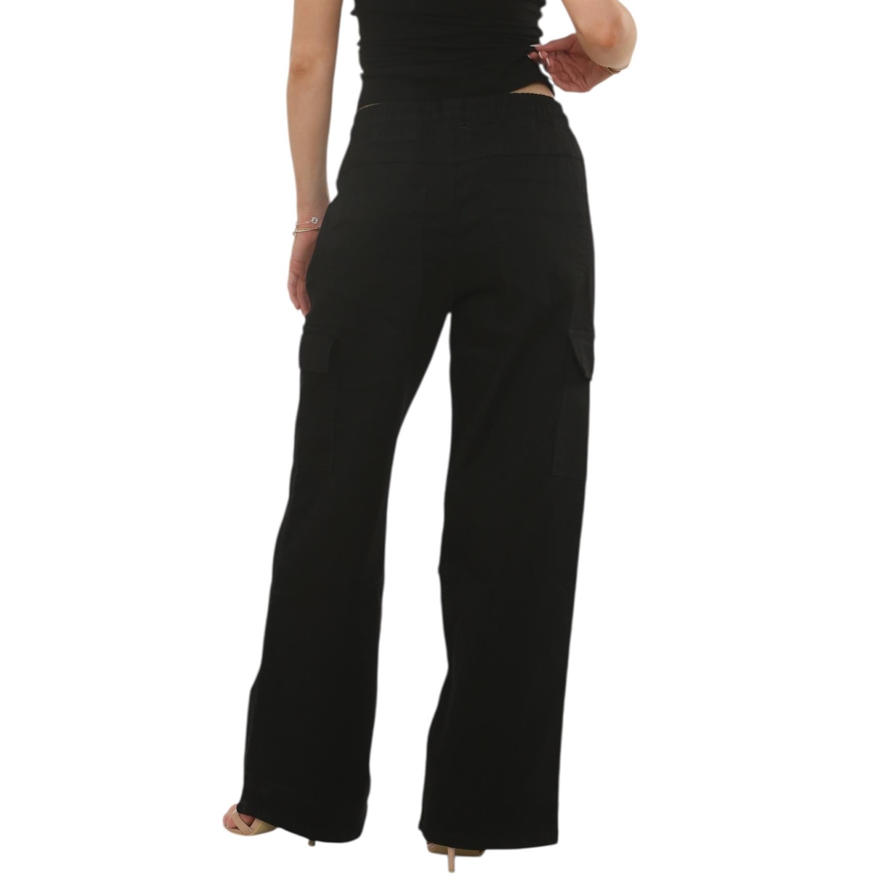 MYT Damen Wide Leg Cargo Pocket Jeans Elasticated High Waist Damen Denim Hose - Bild 4 von 30