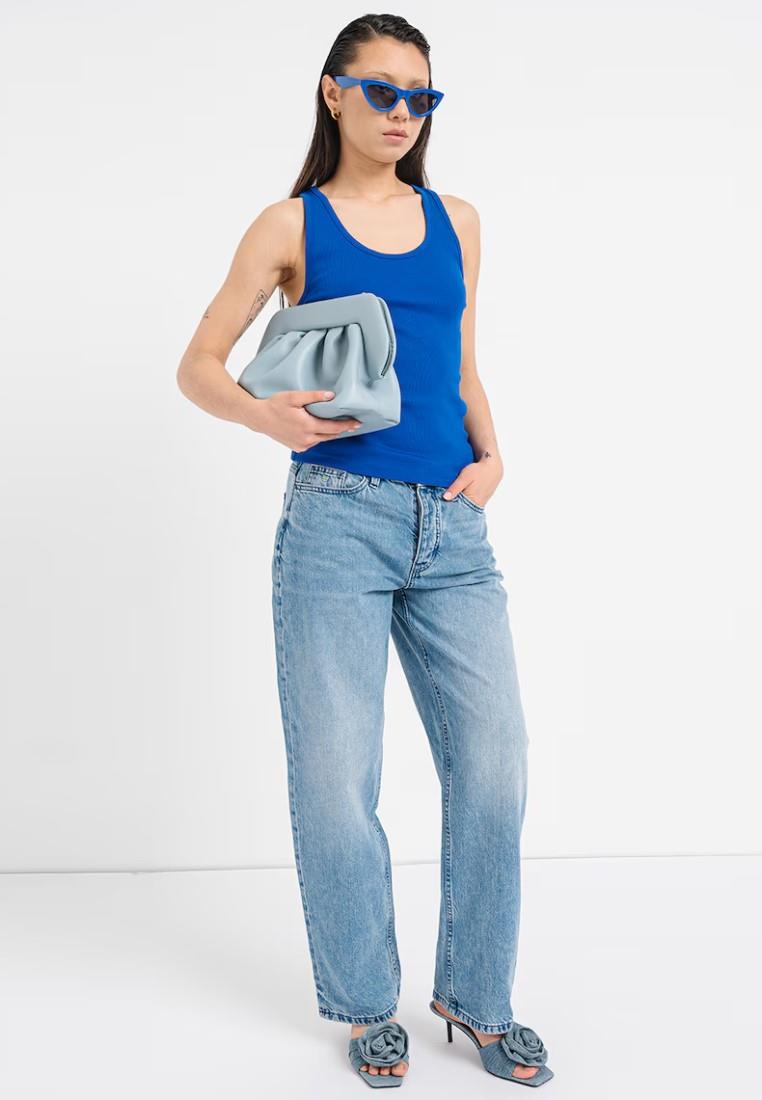 EX M&S ärmelloses geripptes Damenoberteil mit U-Ausschnitt und hohem Baumwollanteil Slim Fit Trägertop - Bild 7 von 39