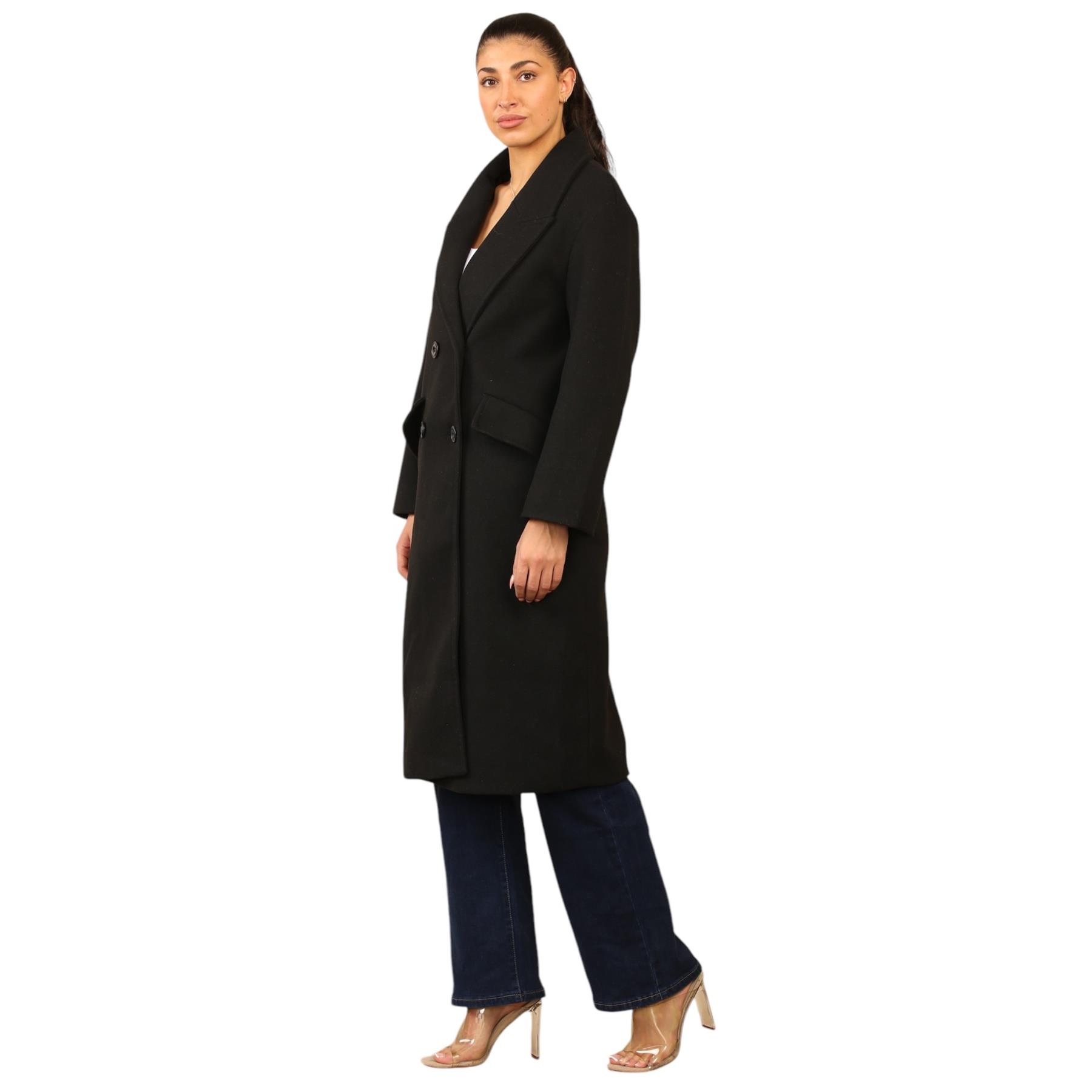 EX Bershka Womens Collared Double Breasted Over Coat Winter Warm Jacket - Picture 5 of 12