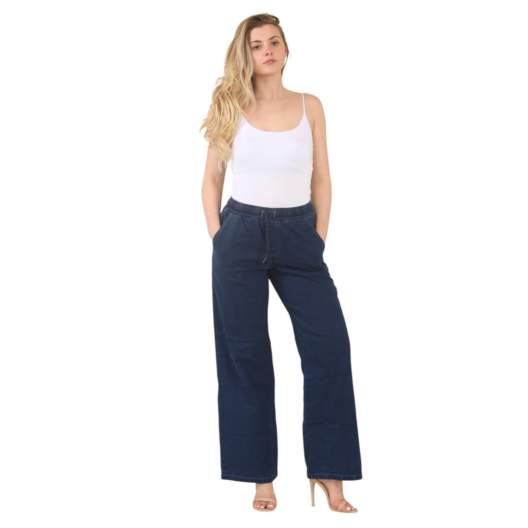 Jeans donna MYT gamba larga elasticizzato vita alta gamba dritta donna denim pantaloni - Foto 13 di 22