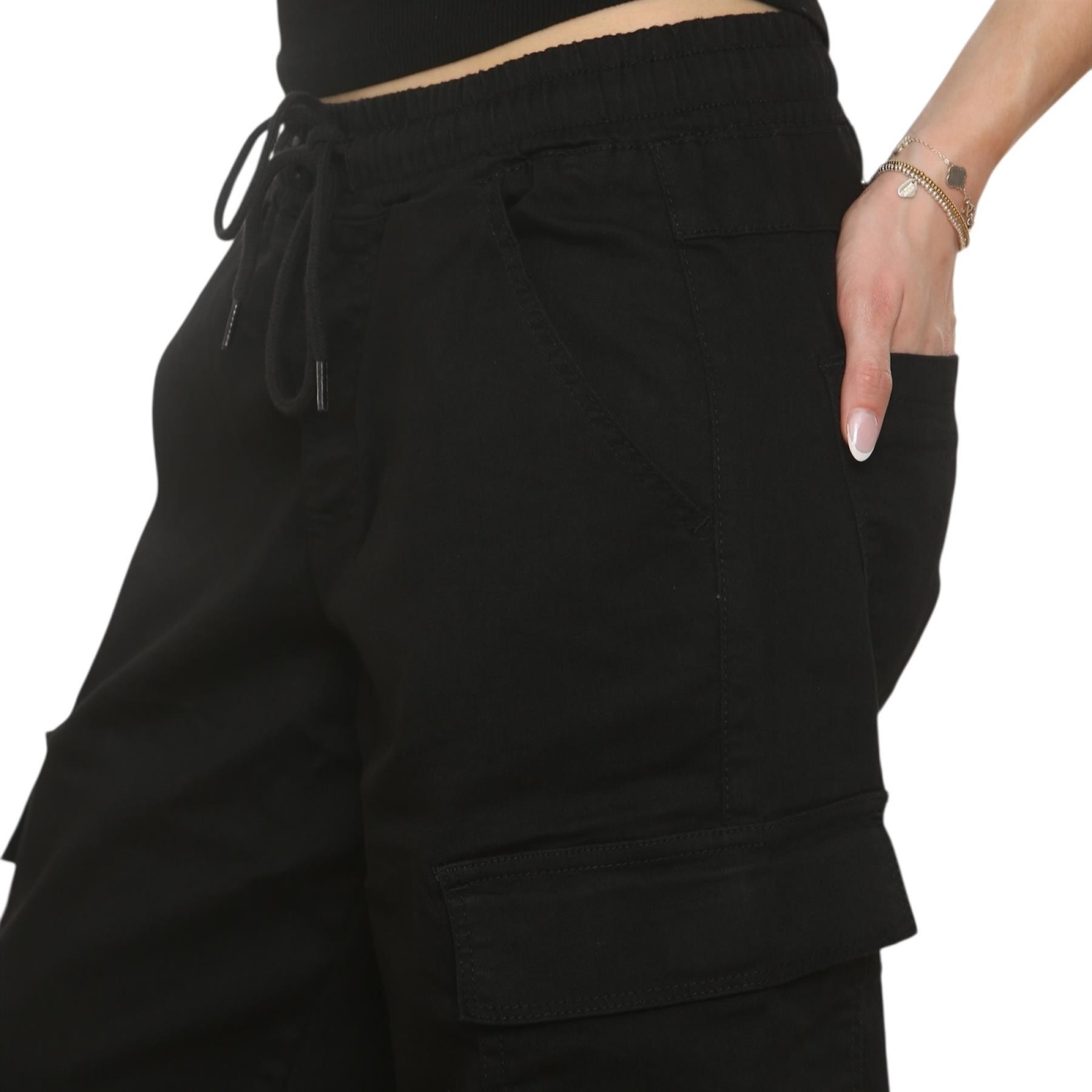 MYT Damen Wide Leg Cargo Pocket Jeans Elasticated High Waist Damen Denim Hose - Bild 7 von 30