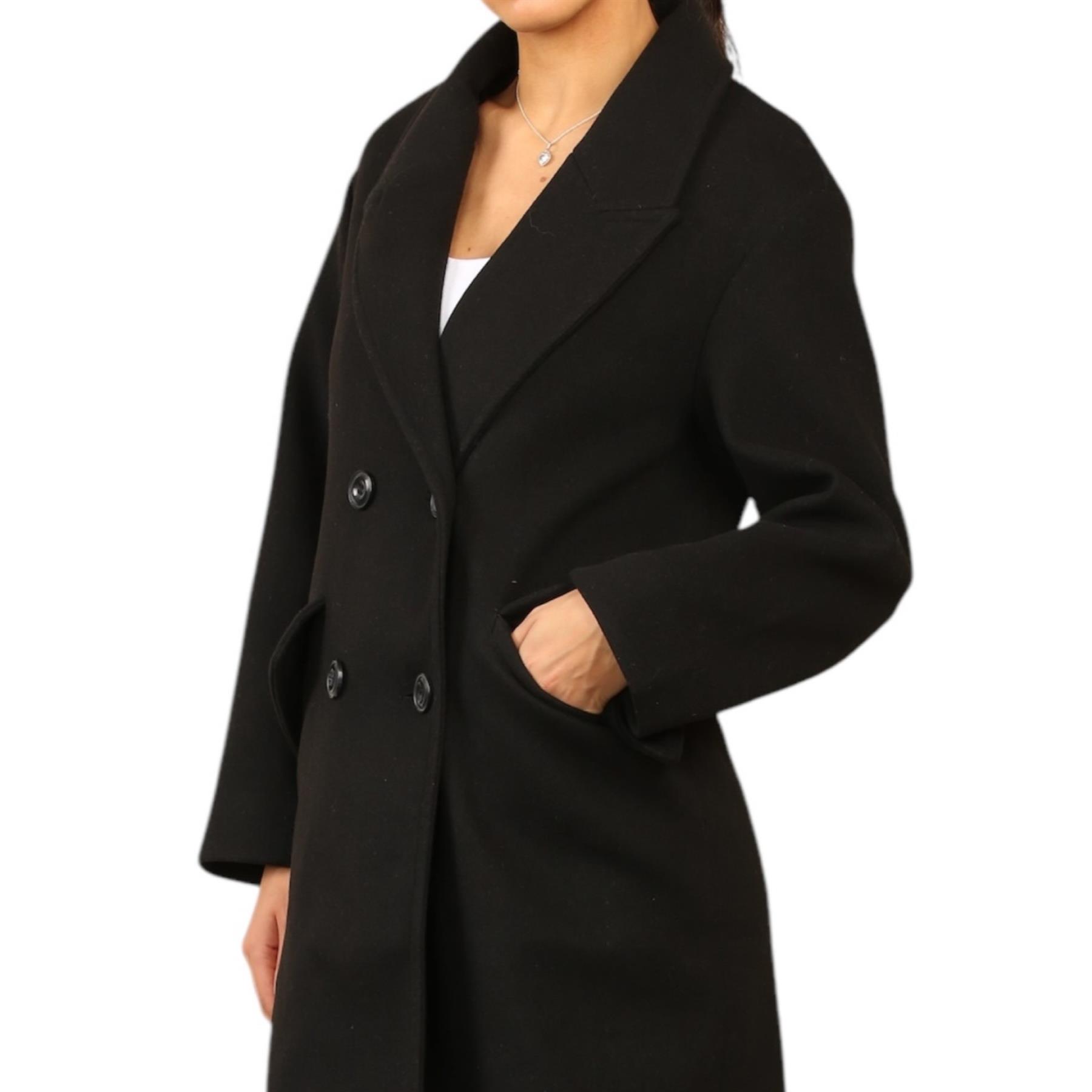 EX Bershka Womens Collared Double Breasted Over Coat Winter Warm Jacket - Picture 7 of 12