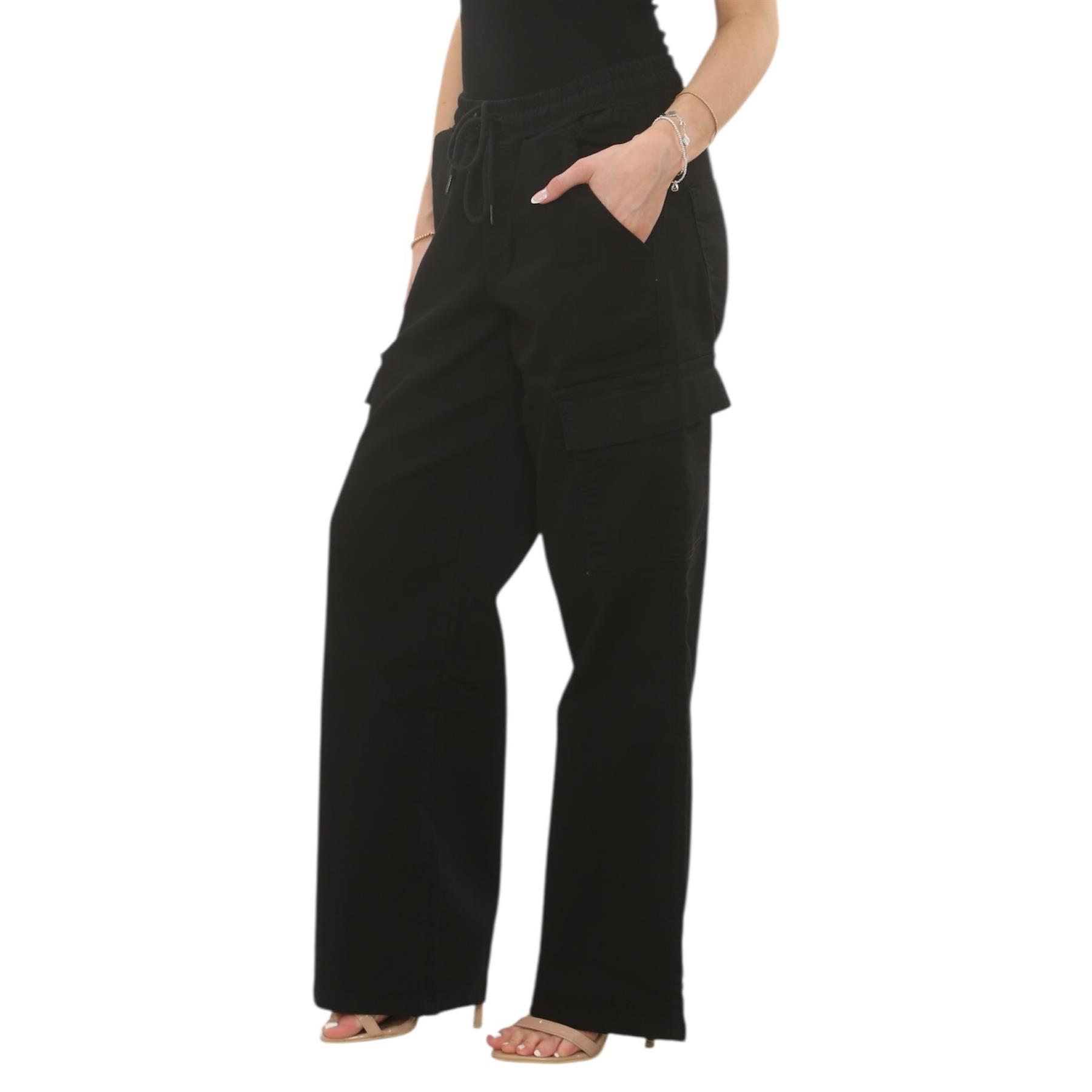 MYT Damen Wide Leg Cargo Pocket Jeans Elasticated High Waist Damen Denim Hose - Bild 3 von 30