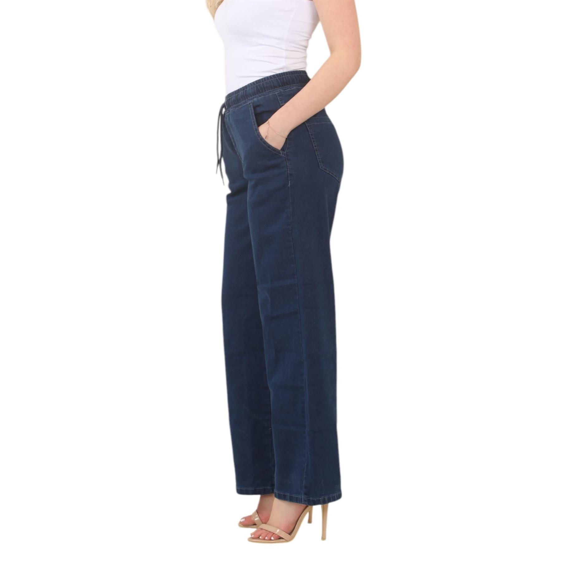 Jeans donna MYT gamba larga elasticizzato vita alta gamba dritta donna denim pantaloni - Foto 10 di 22