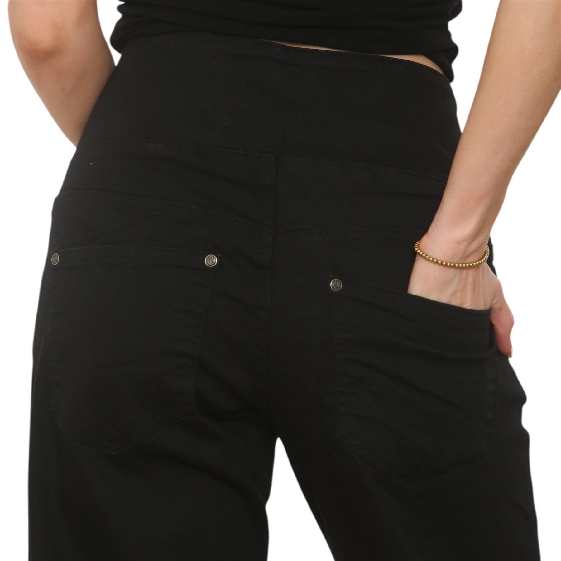 Womens Tummy Control Wide Leg Jeans Elasticated High Waist Stretchy Denim Pants - Picture 7 of 24
