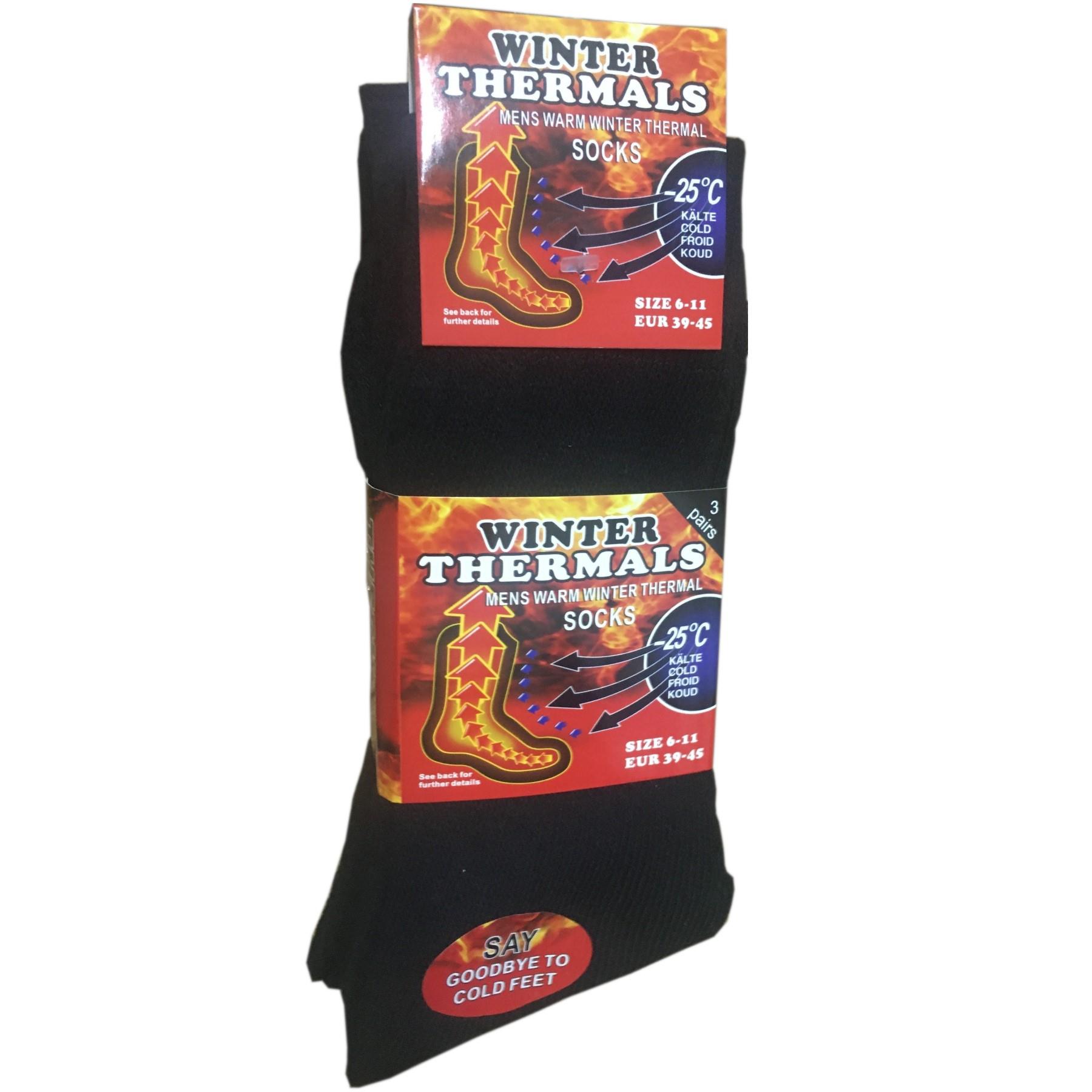 3 & 6 Paar schwarze warme Thermosocken Winter Outdoor Arbeit dick strapazierfähig für Herren - Bild 5 von 7