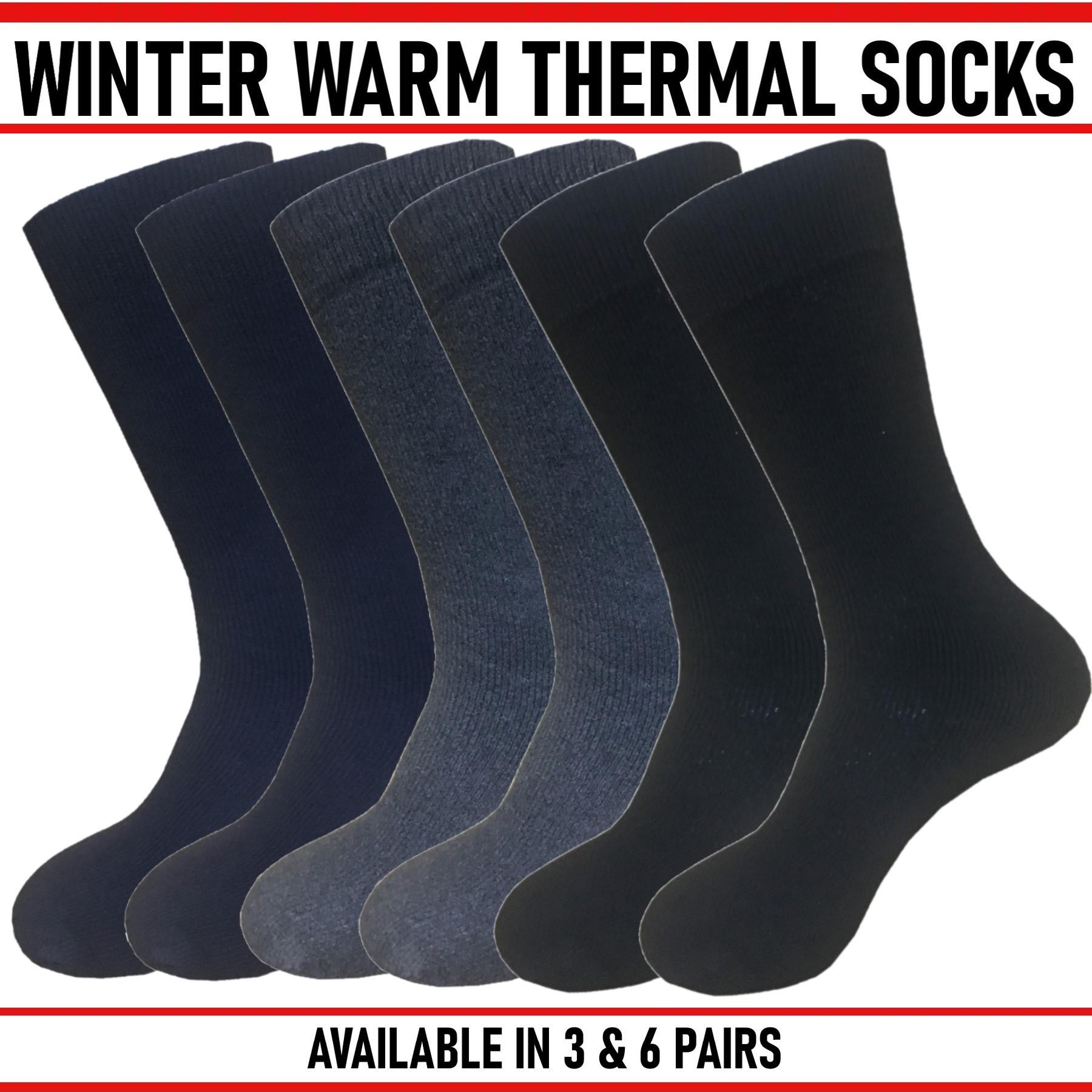 3 & 6 Paar schwarze warme Thermosocken Winter Outdoor Arbeit dick strapazierfähig für Herren - Bild 6 von 7