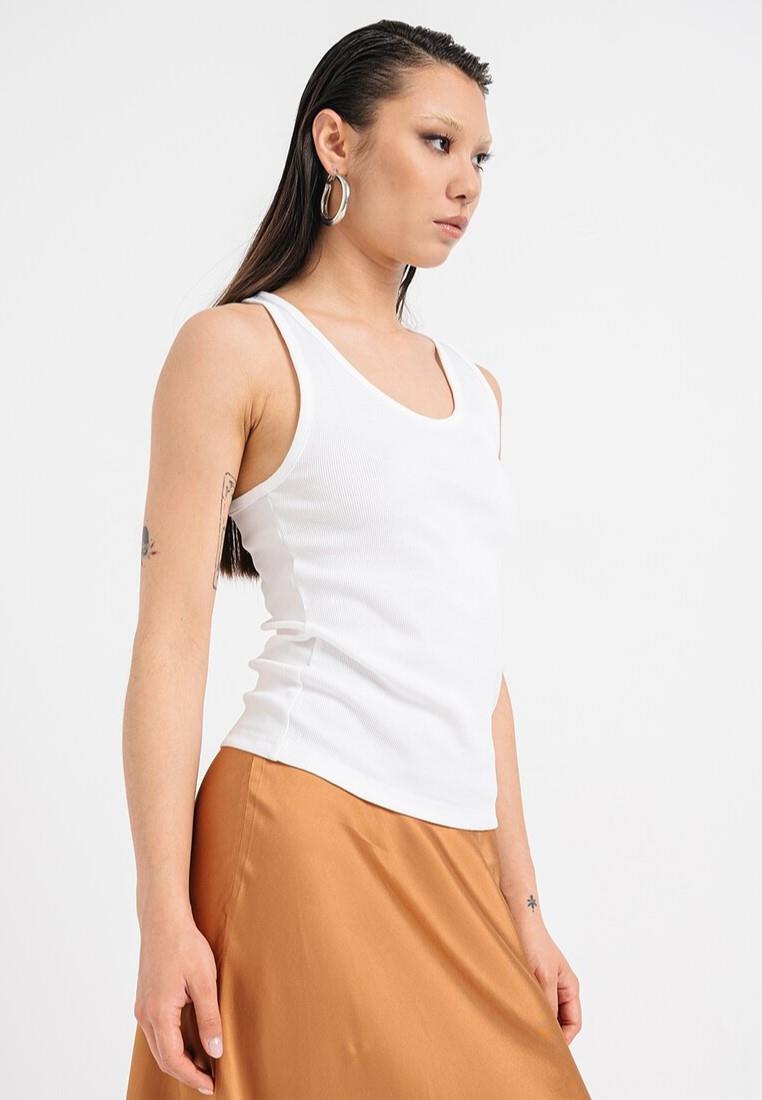 EX M&S ärmelloses geripptes Damenoberteil mit U-Ausschnitt und hohem Baumwollanteil Slim Fit Trägertop - Bild 16 von 39