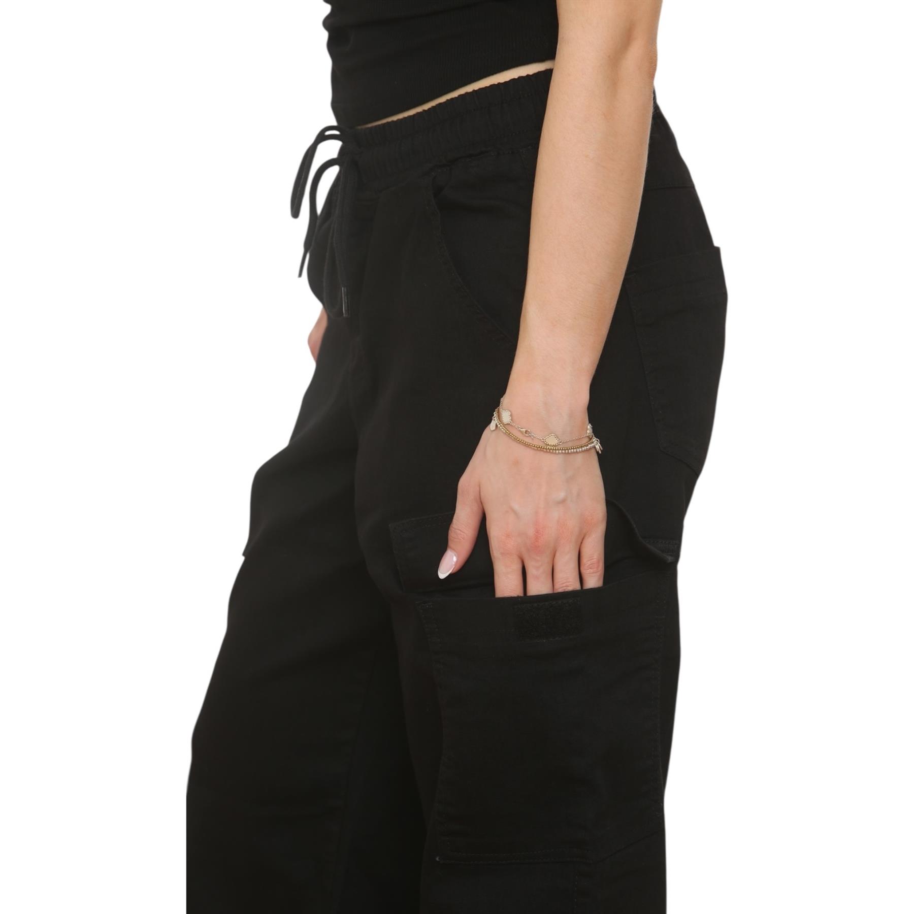 MYT Damen Wide Leg Cargo Pocket Jeans Elasticated High Waist Damen Denim Hose - Bild 8 von 30