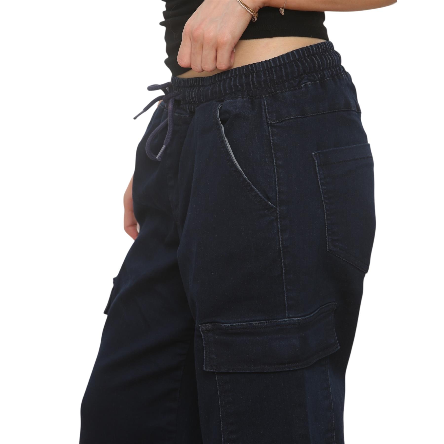 MYT Damen Wide Leg Cargo Pocket Jeans Elasticated High Waist Damen Denim Hose - Bild 27 von 30