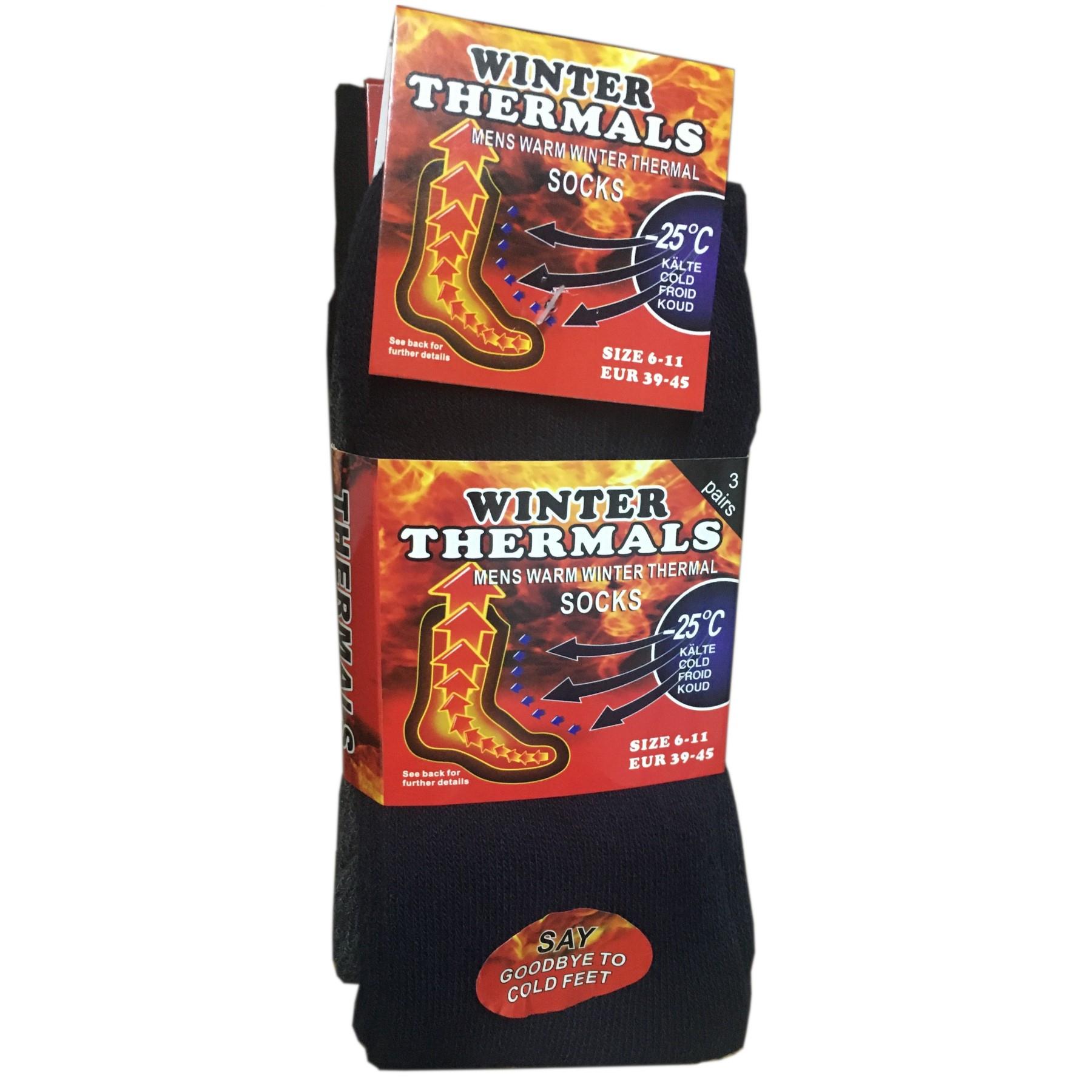 3 & 6 Paar schwarze warme Thermosocken Winter Outdoor Arbeit dick strapazierfähig für Herren - Bild 7 von 7